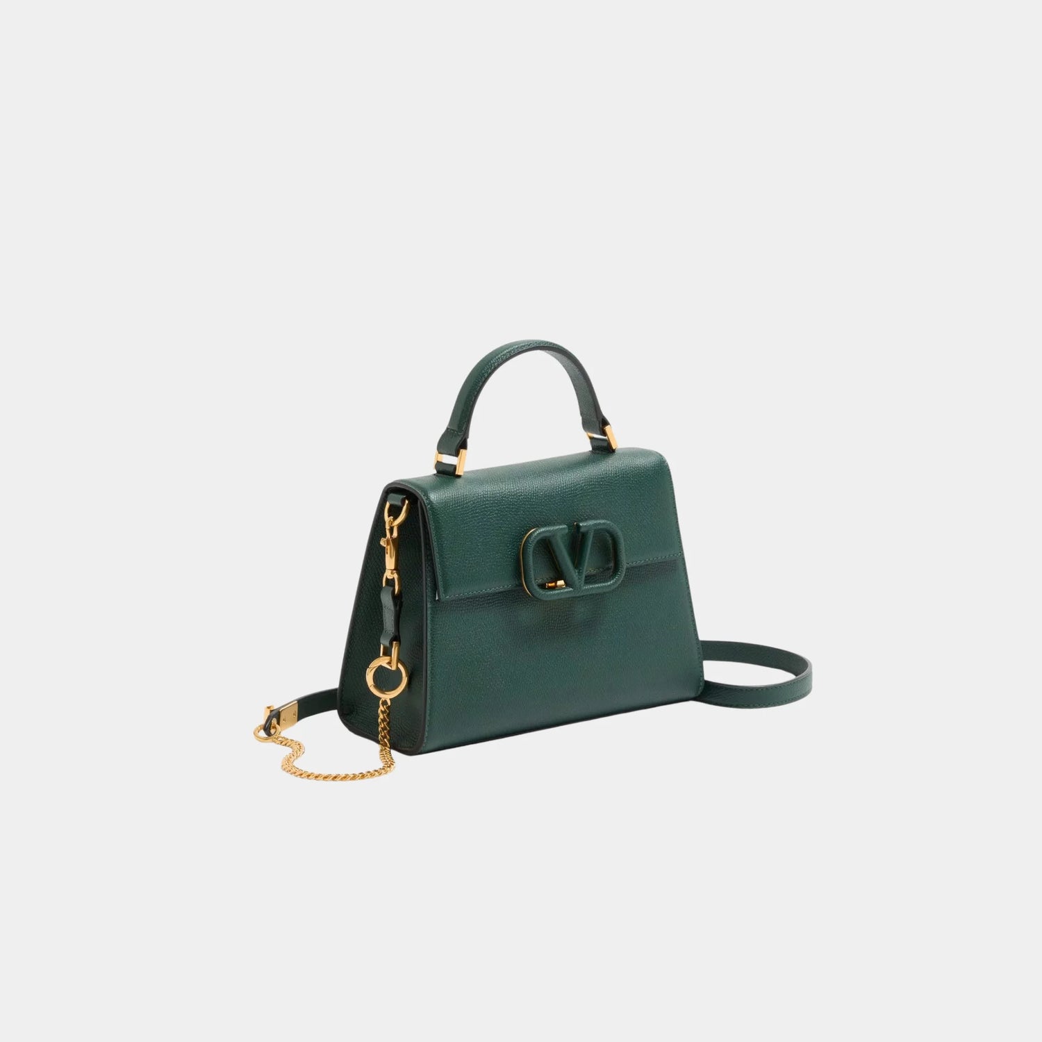 Valentino Small Vsling Grainy Calfskin Handbag, English Green, Side
