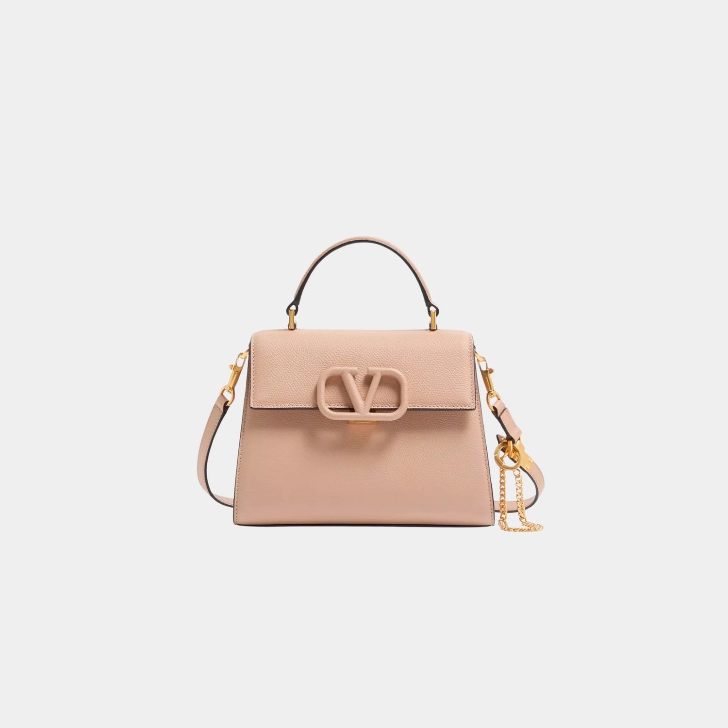 Valentino Small Vsling Grainy Calfskin Handbag, Rose Cannelle, Front