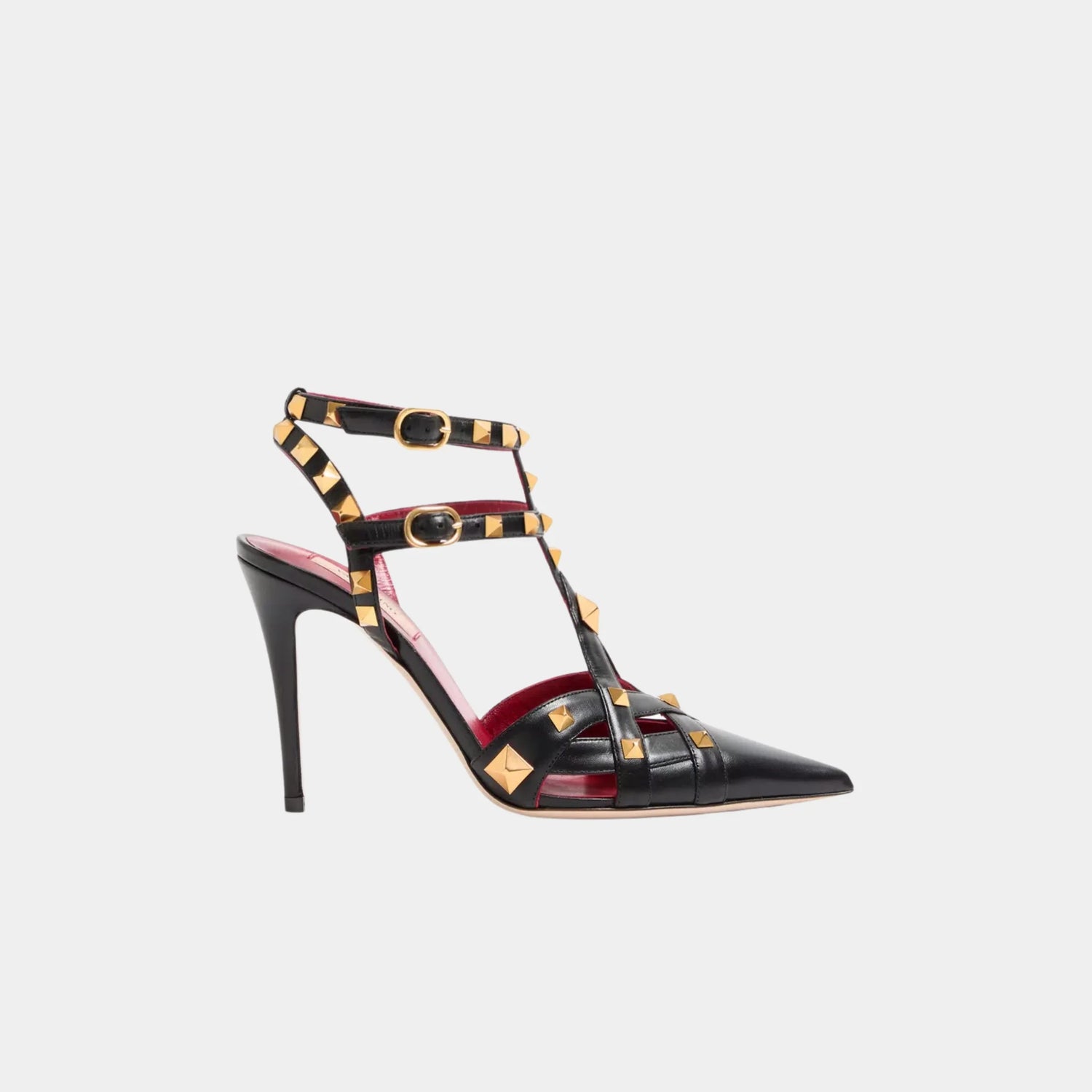 Valentino Studdy Kidskin Pumps, 100mm, Black, Side