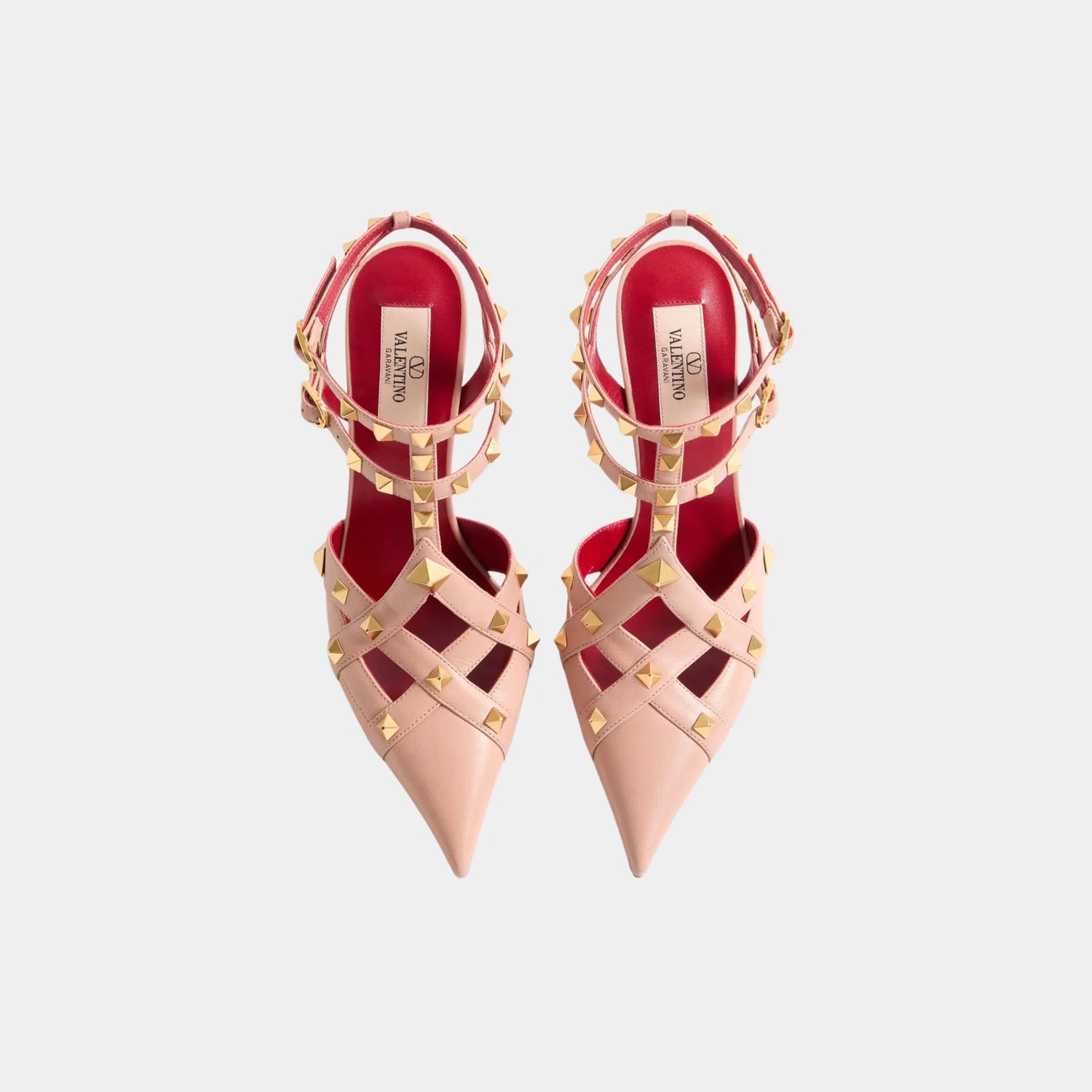Valentino Studdy Kidskin Pumps, 100mm, Pink, Top