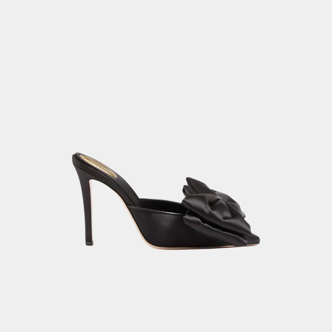 Valentino Yolande Satin Mule, 105mm, Black, Side