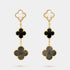 Van Cleef & Arpels Magic Alhambra earrings 3 motifs Gold Pearl Onyx, Front