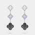 Van Cleef & Arpels Magic Alhambra earrings White Gold Chalcedony Pearl, Front