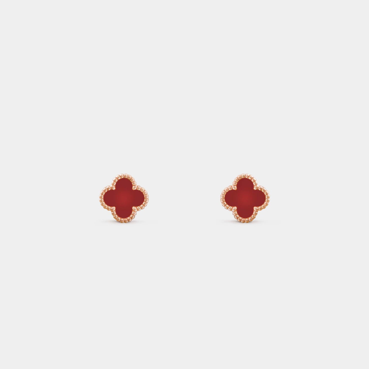 Van Cleef &amp; Arpels Sweet Alhambra Earstuds Rose Gold Carnelian, Front