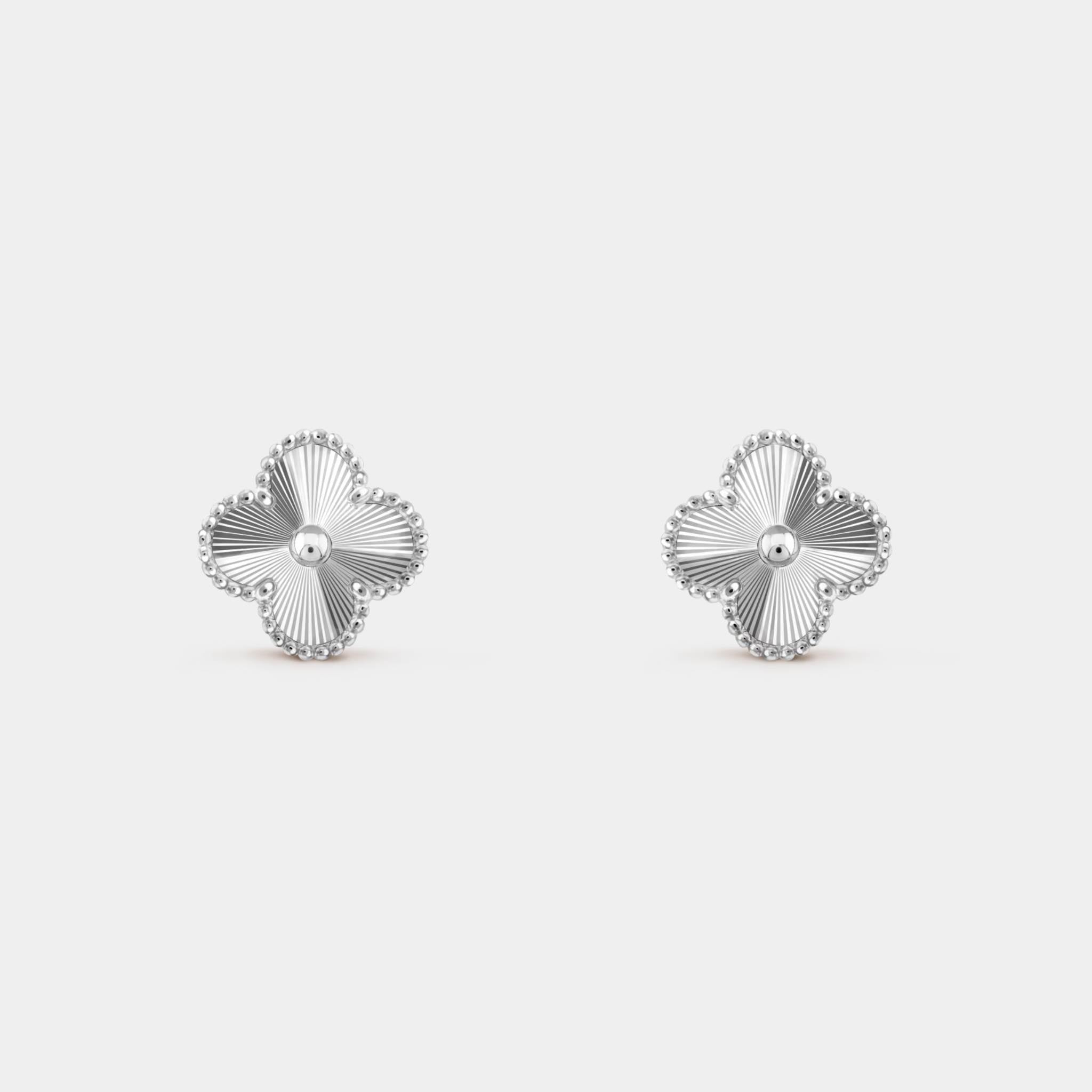 Van Cleef &amp; Arpels Vintage Alhambra Earrings White Gold, Front