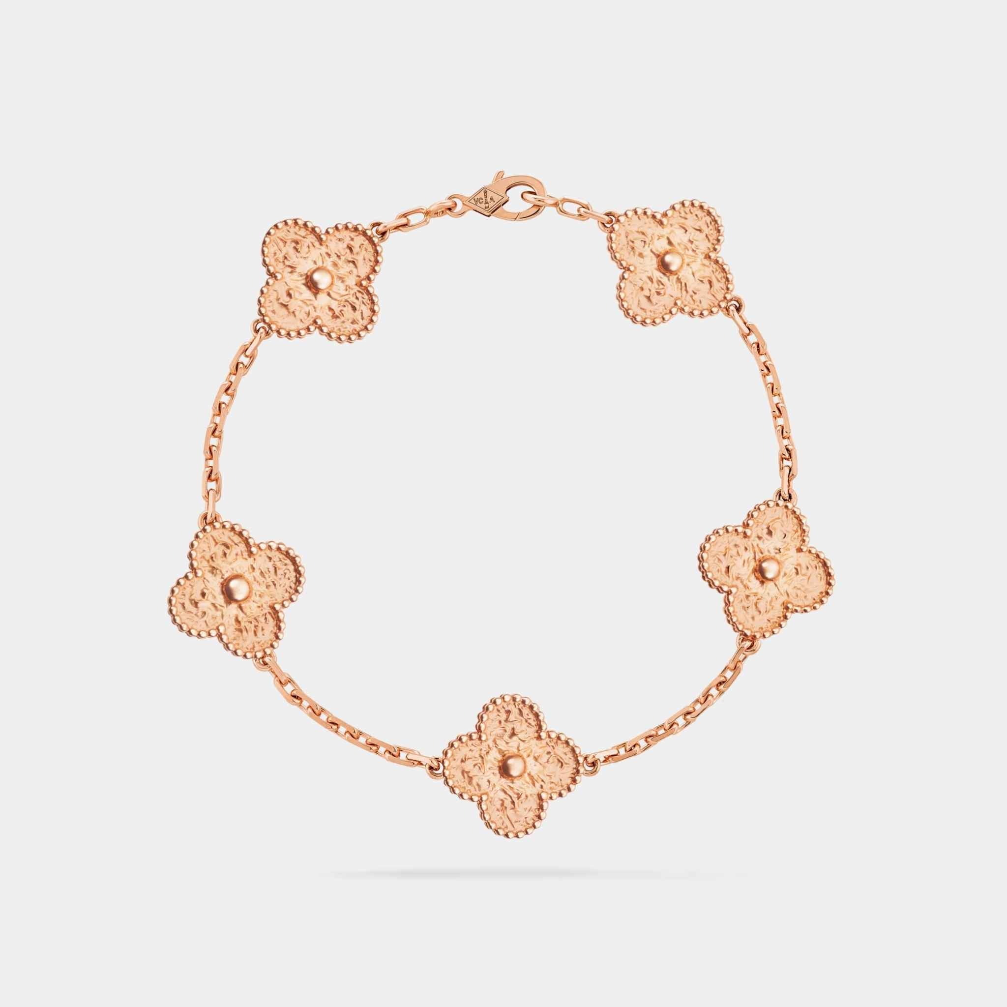 Van Cleef &amp; Arpels Alhambra Vintage Rose Gold Motifs Bracelet, Linked View