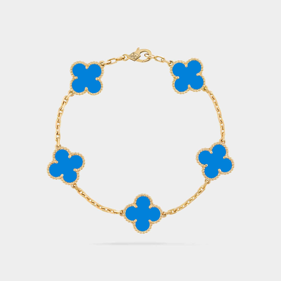 Van Cleef & Arpels Alhambra Gold Motifs Bracelet Agate, Front view , Linked