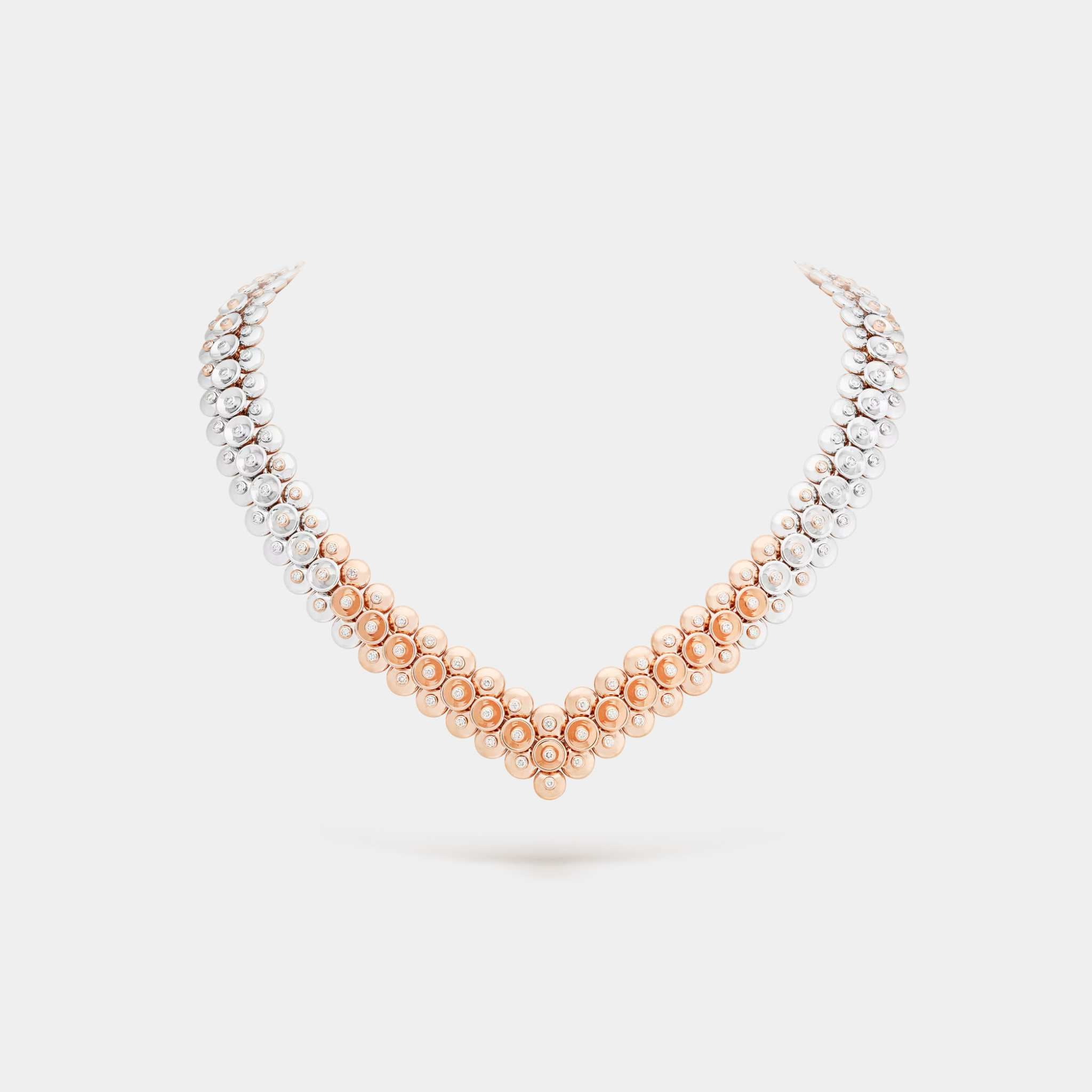 Van Cleef &amp; Arpels Bouton D’or Necklace Rose Gold Diamond, Front