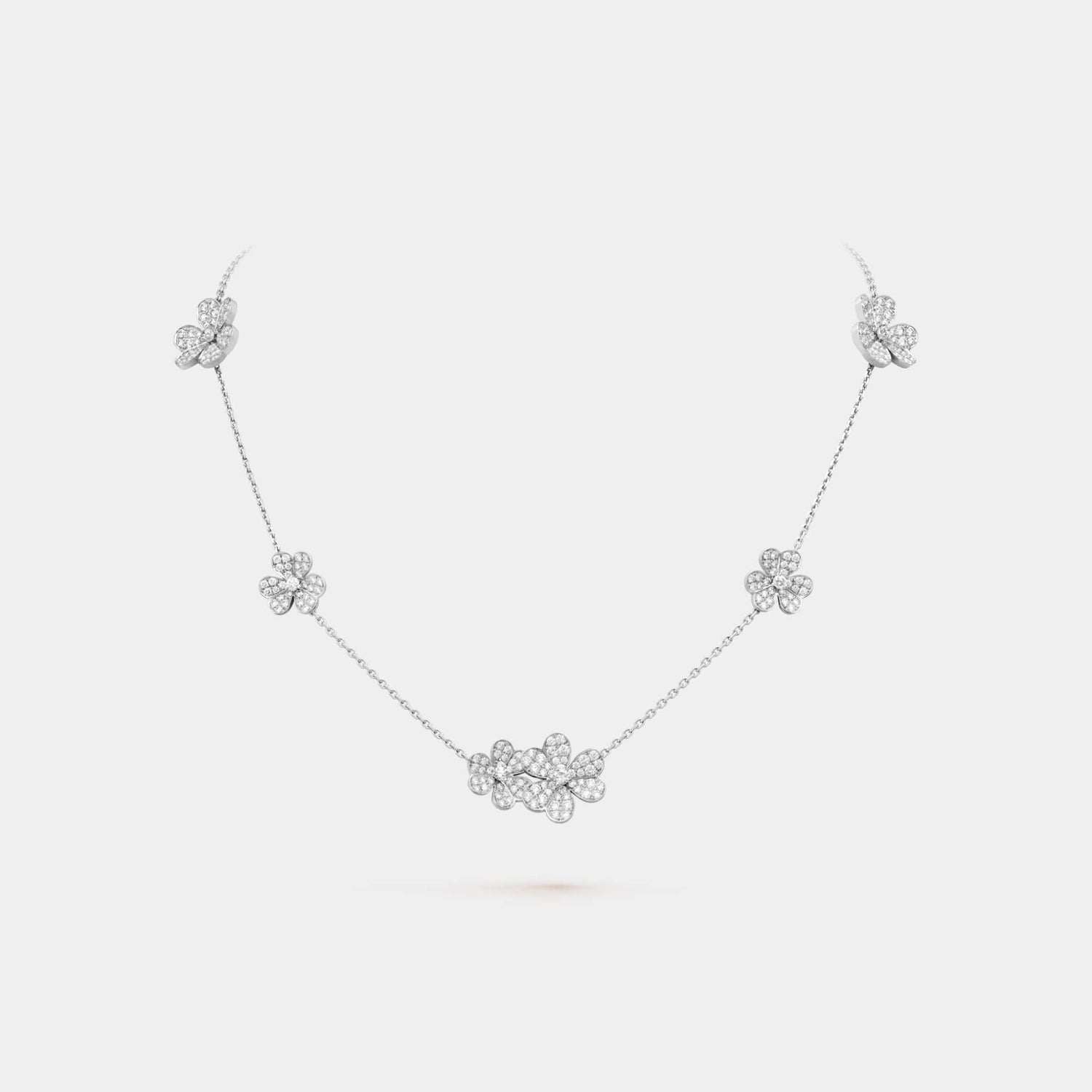 Van Cleef &amp; Arpels Frivole necklace 9 flowers White Gold Diamond, Front