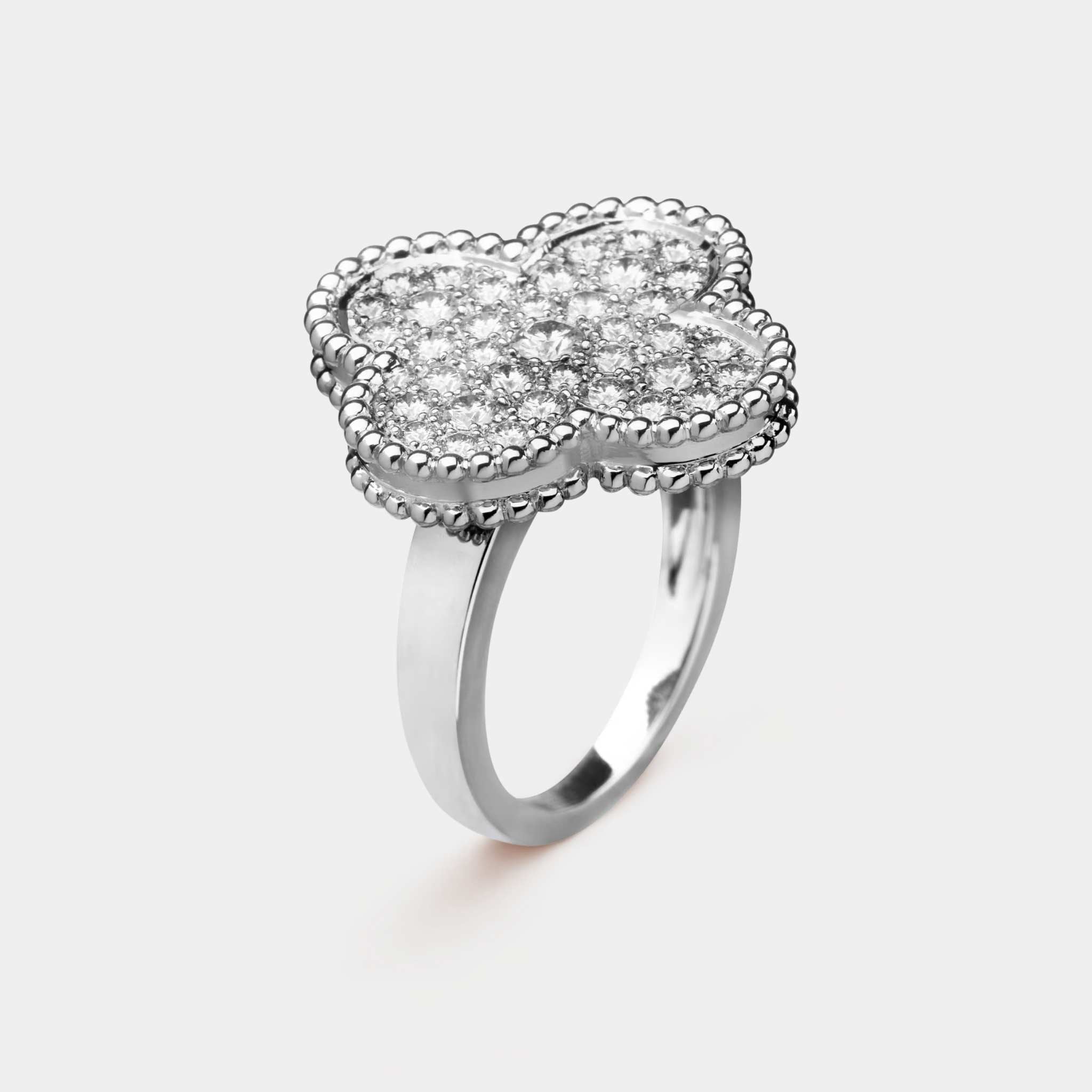 Van Cleef &amp; Arpels Magic Alhambra Ring White Gold Diamond, Front