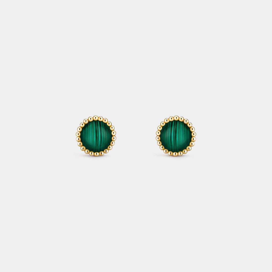 Van Cleef & Arpels Perlée Couleurs Earrings Yellow Gold Malachite, Front