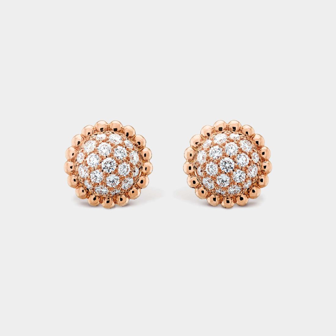 Van Cleef & Arpels Perlée Diamonds Earrings Rose Gold Diamond, Front