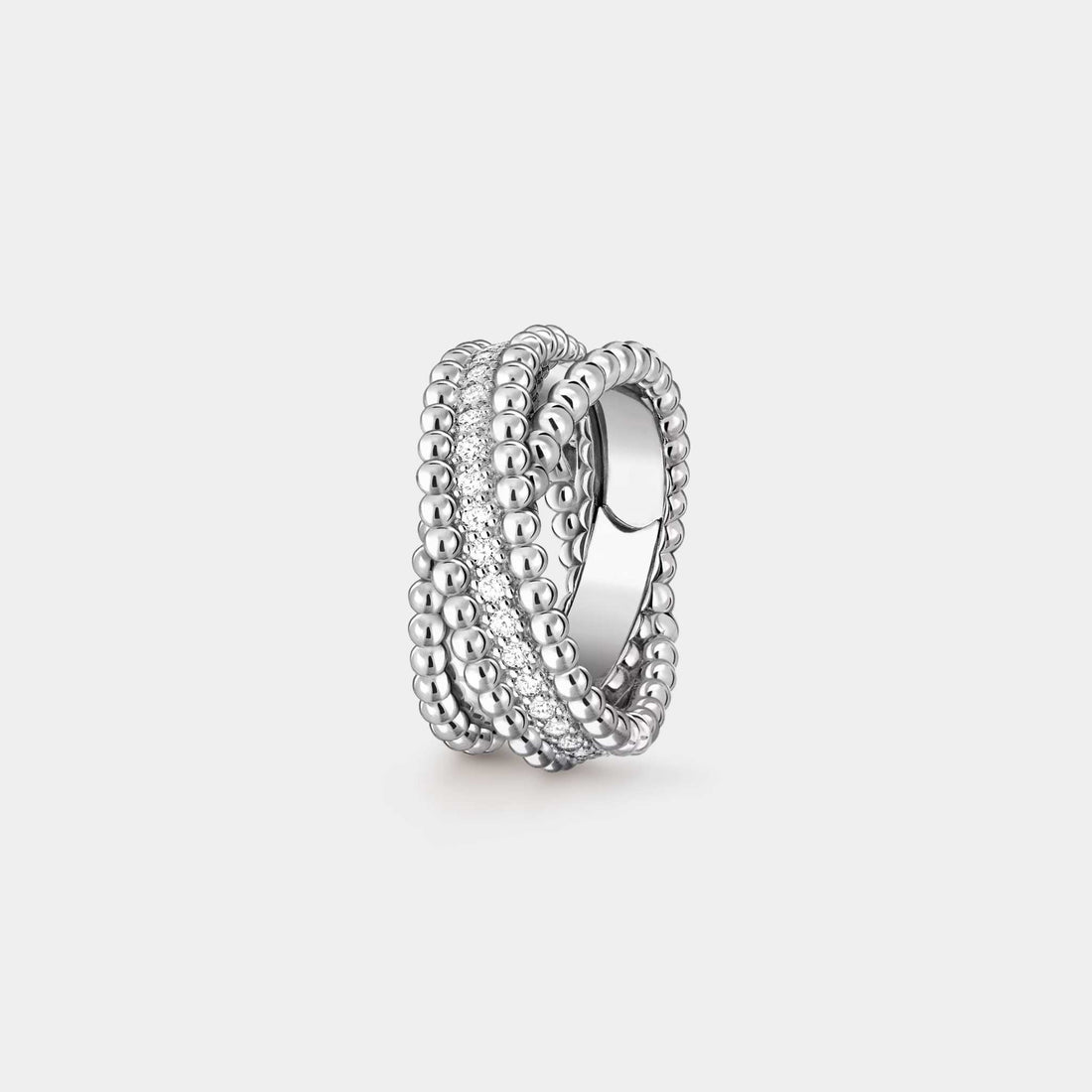 Van Cleef &amp; Arpels Perlée Diamonds Duo Ring White Gold Diamond, Front