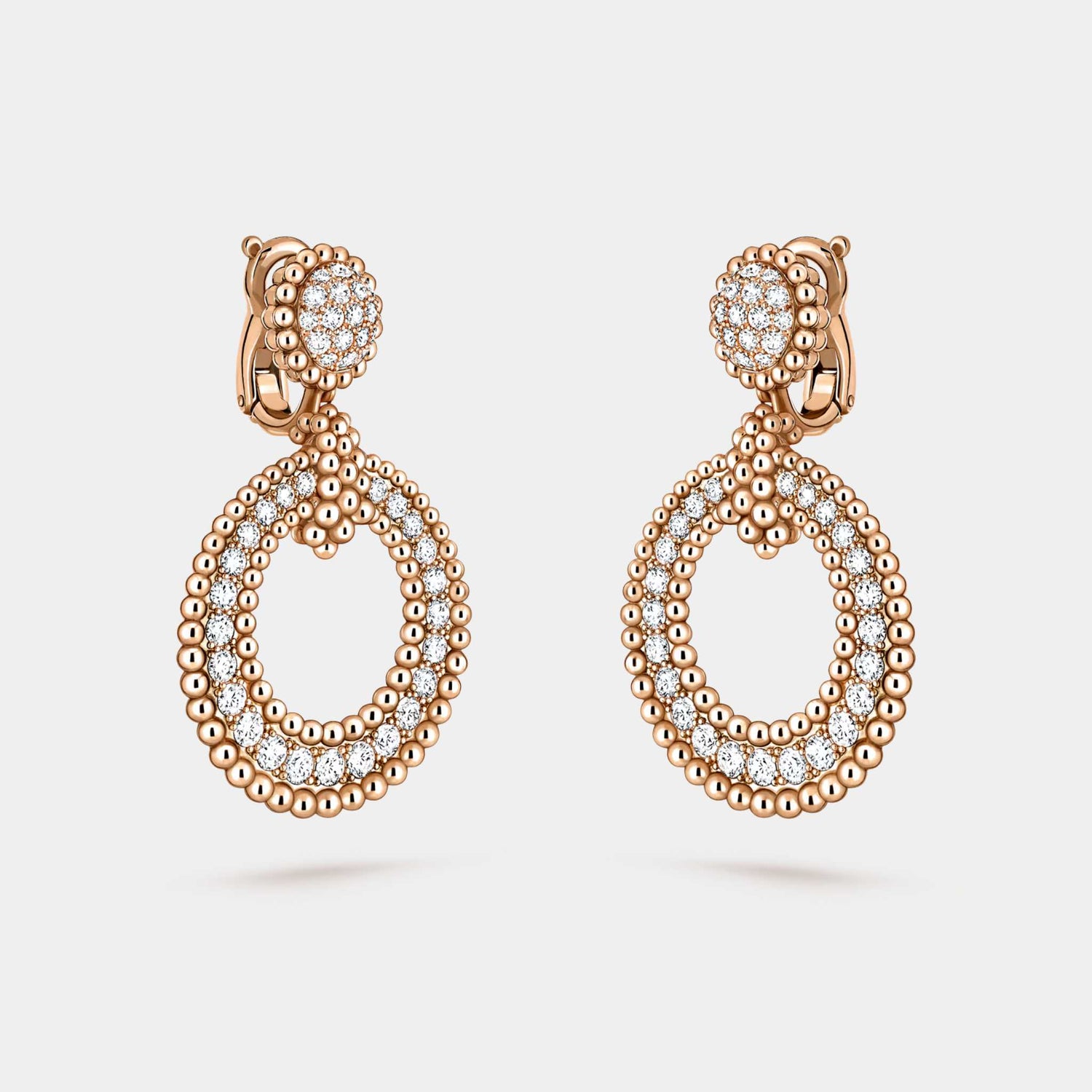 Van Cleef &amp; Arpels Perlée Diamonds Earrings Rose Gold Diamond, Side