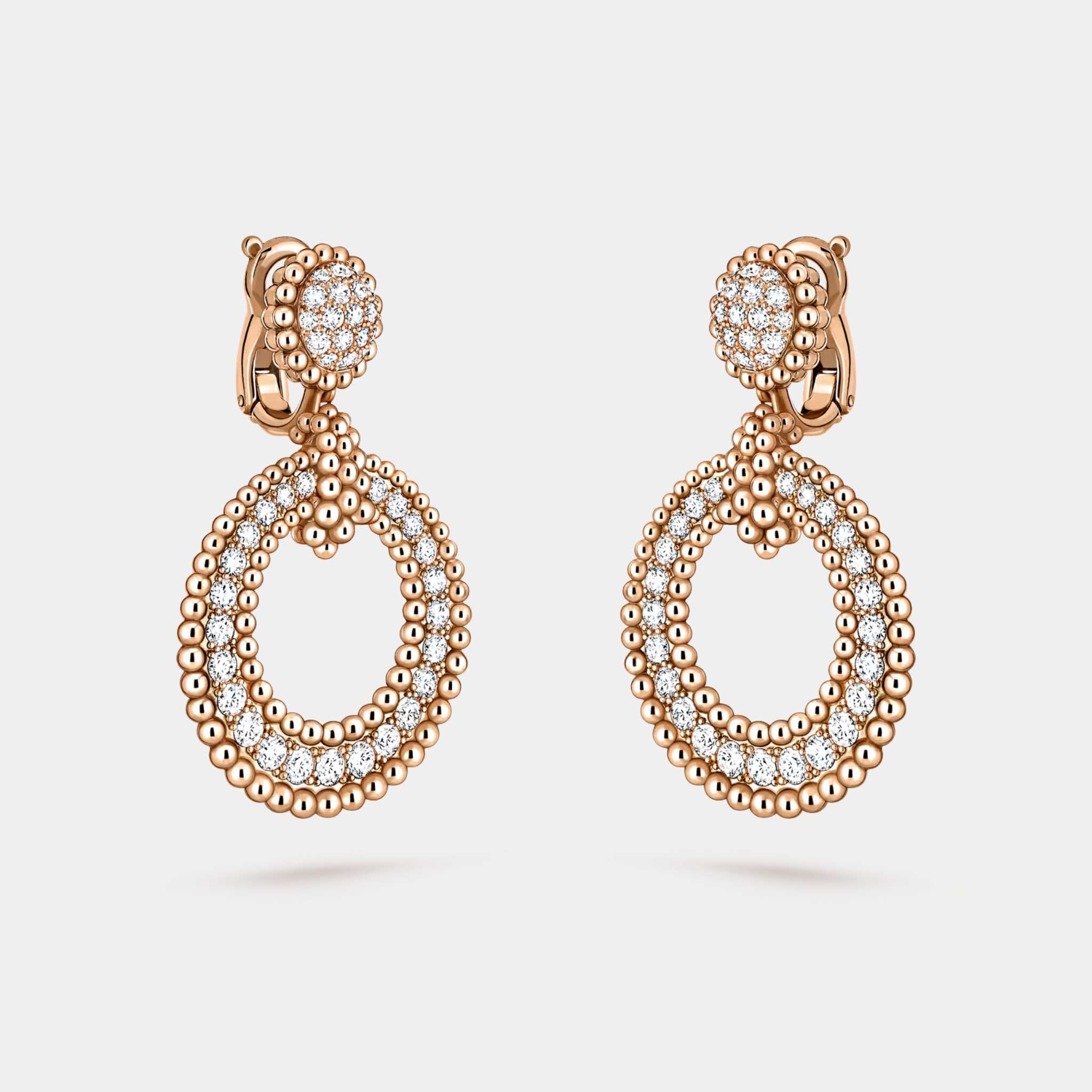 Van Cleef &amp; Arpels Perlée Diamonds Earrings Rose Gold Diamond, Side