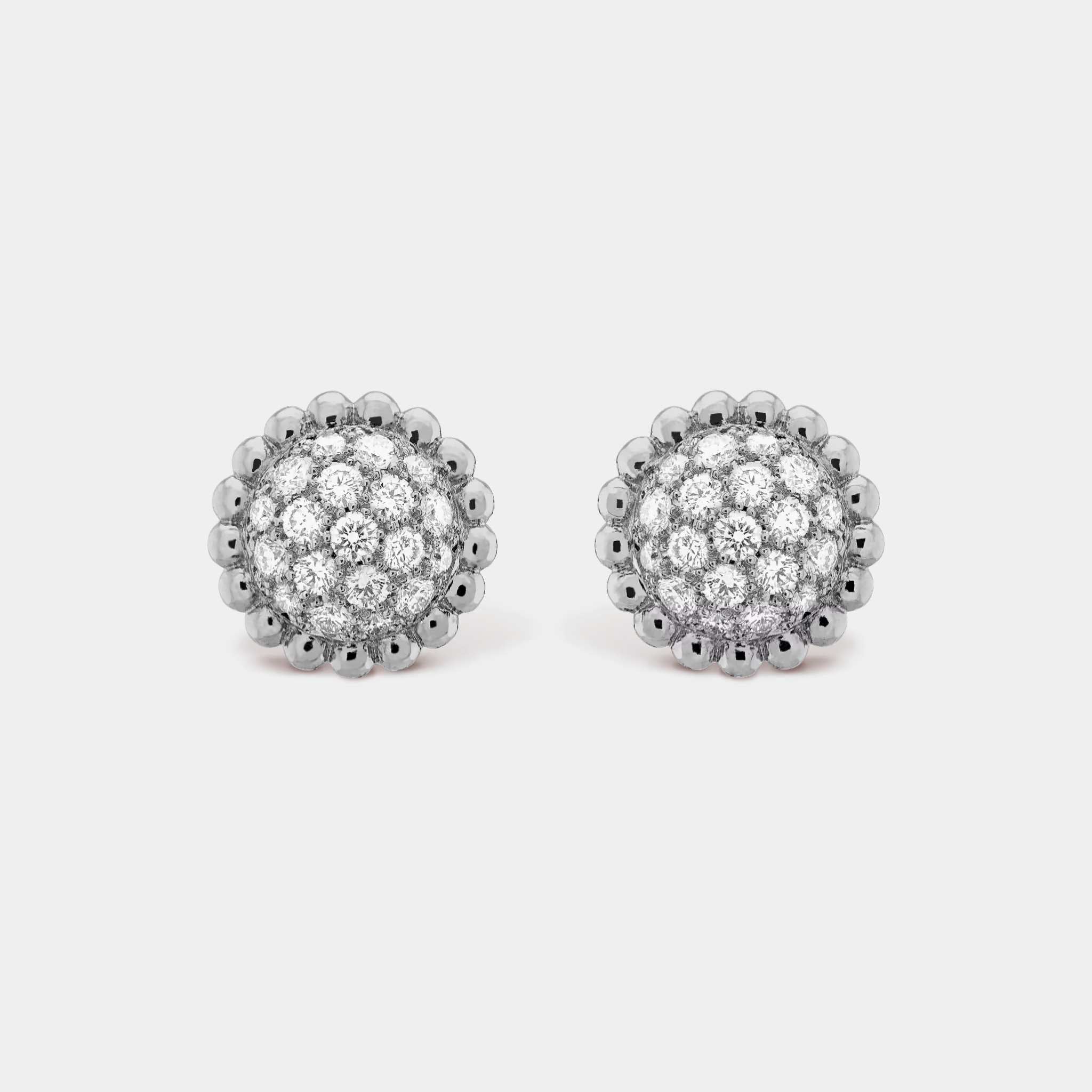 Van Cleef &amp; Arpels Perlée Diamonds Earrings White Gold Diamond, Front