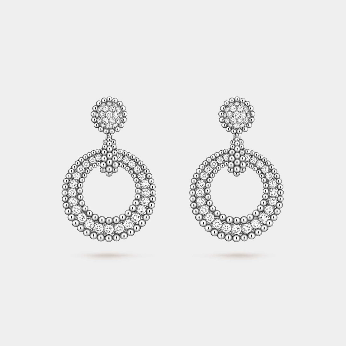 Van Cleef & Arpels Perlée Diamonds Earrings White Gold Diamond, Front
