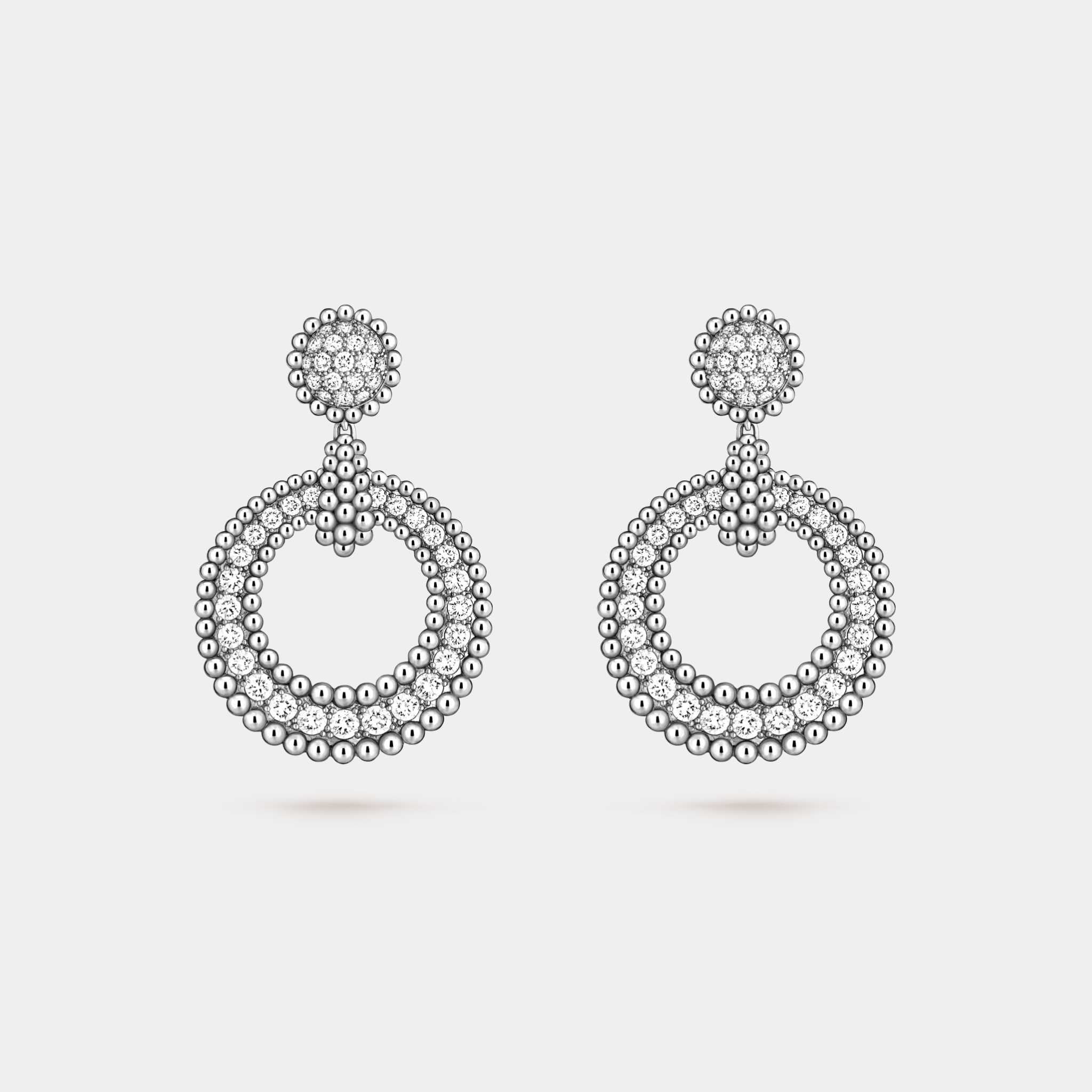 Van Cleef &amp; Arpels Perlée Diamonds Earrings White Gold Diamond, Front