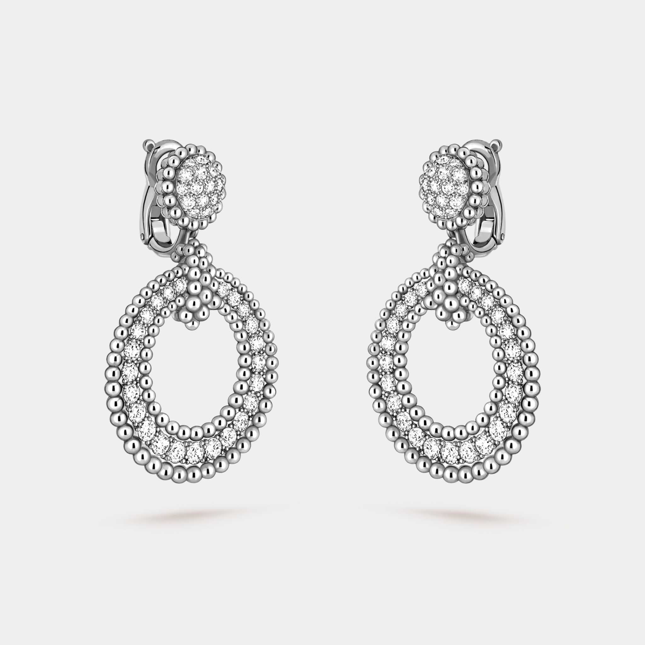 Van Cleef &amp; Arpels Perlée Diamonds Earrings White Gold Diamond, Side