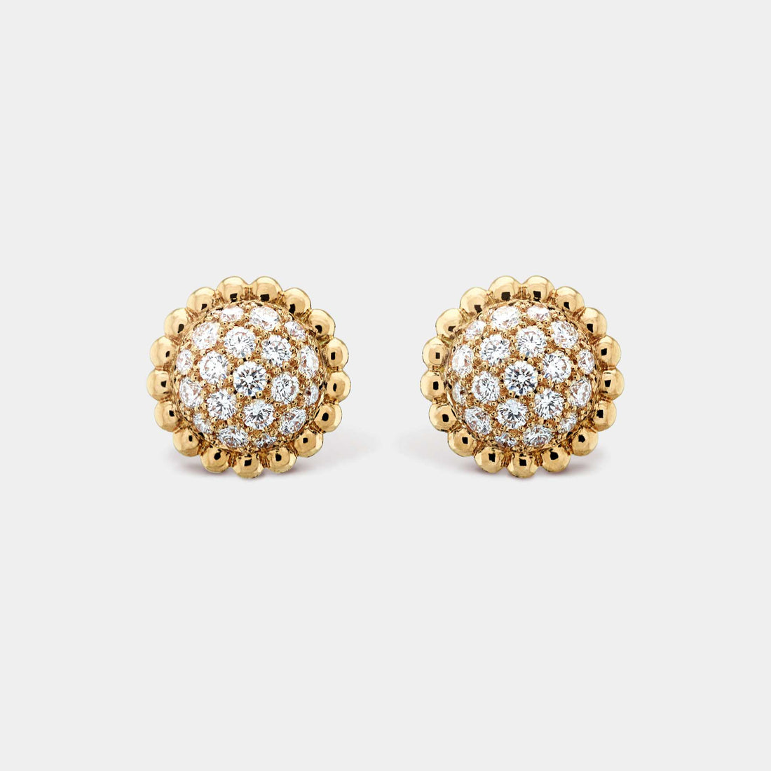 Van Cleef & Arpels Perlée Diamonds Earrings Yellow Gold Diamond, Front,