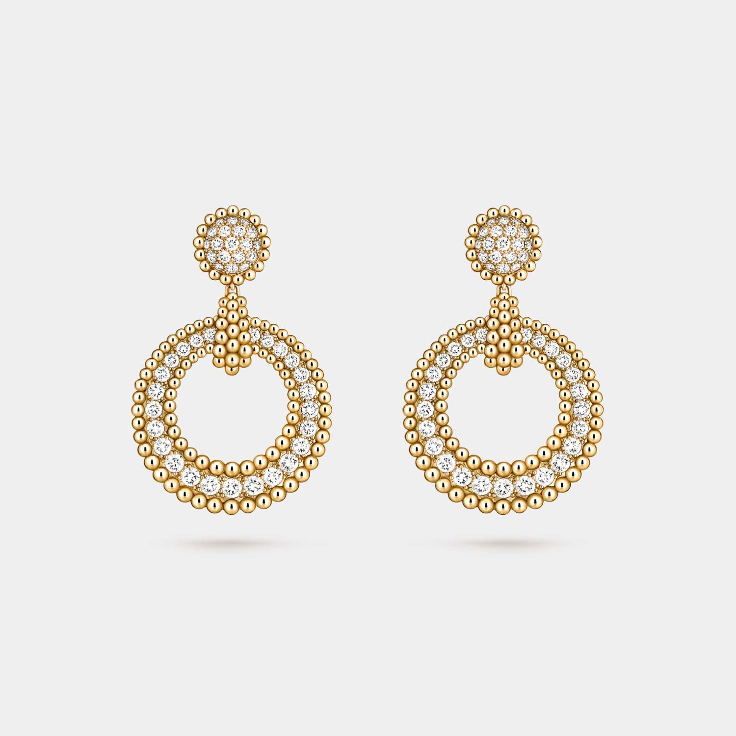 Van Cleef &amp; Arpels Perlée Diamonds Earrings Yellow Gold Diamond, Front