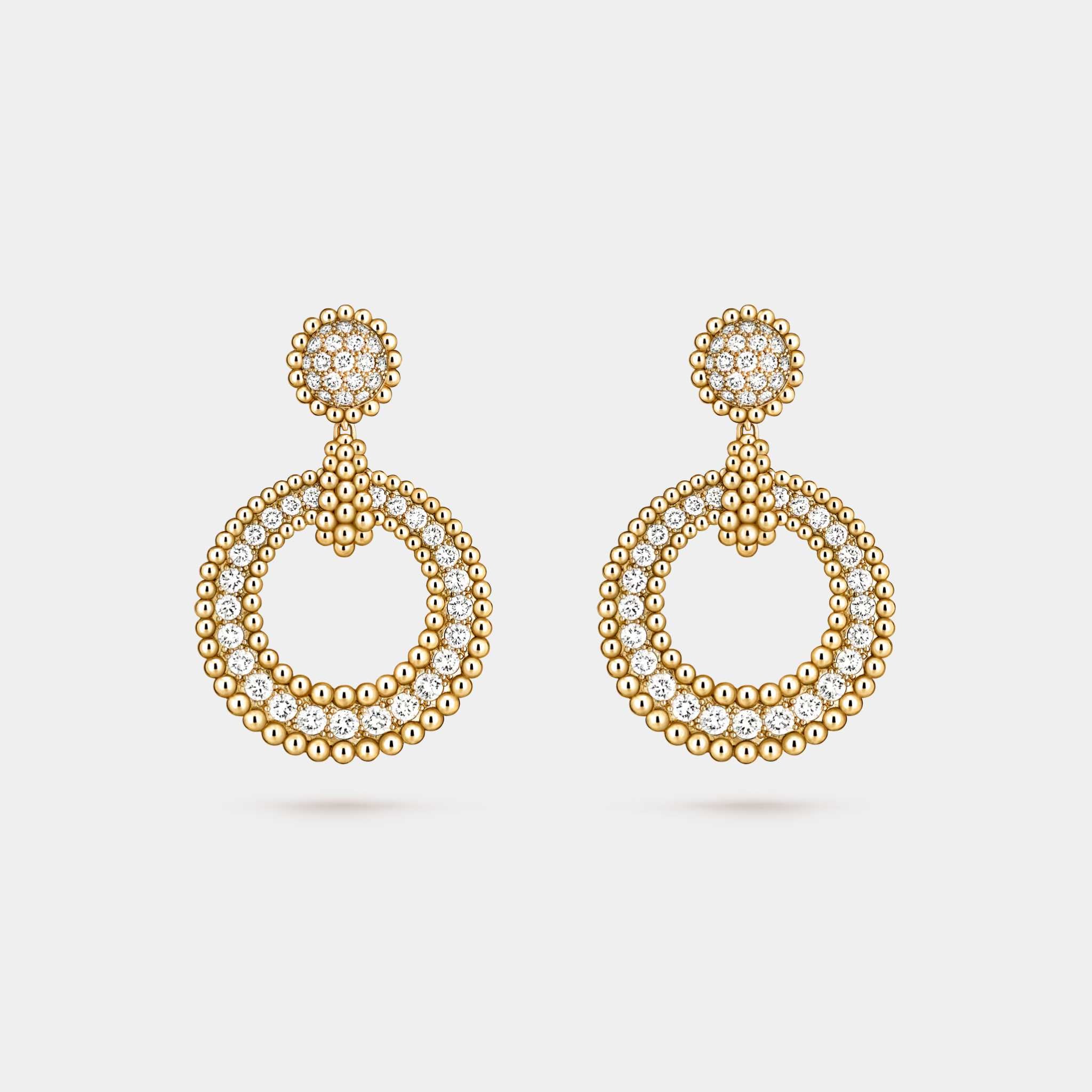 Van Cleef &amp; Arpels Perlée Diamonds Earrings Yellow Gold Diamond, Front