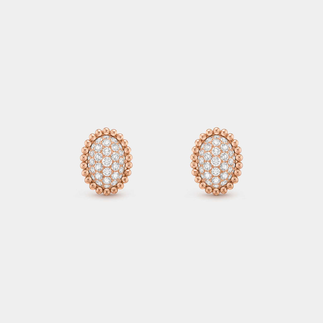 Van Cleef & Arpels Perlée Diamonds Pavé Earrings Rose Gold Diamond, Front