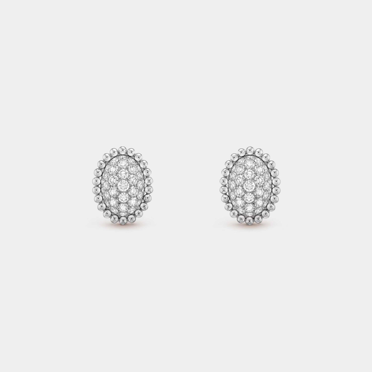 Van Cleef &amp; Arpels Perlée Diamonds Pavé Earrings White Gold Diamond, Front