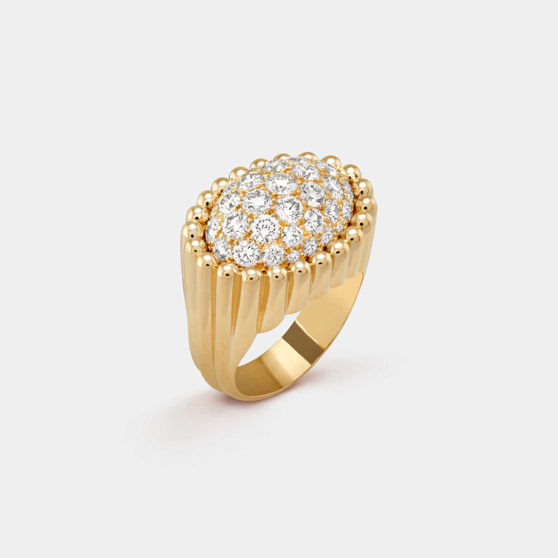 Van Cleef &amp; Arpels Perlée Diamonds Pavé Ring Yellow Gold Diamond, Front