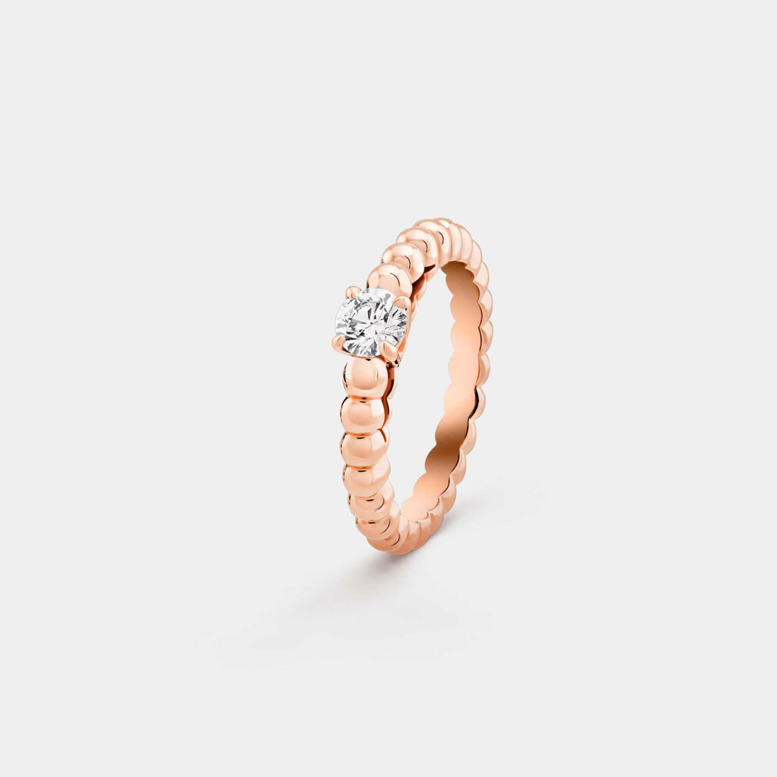 Van Cleef & Arpels Perlée Solitaire Rose Gold Diamond Ring, Front