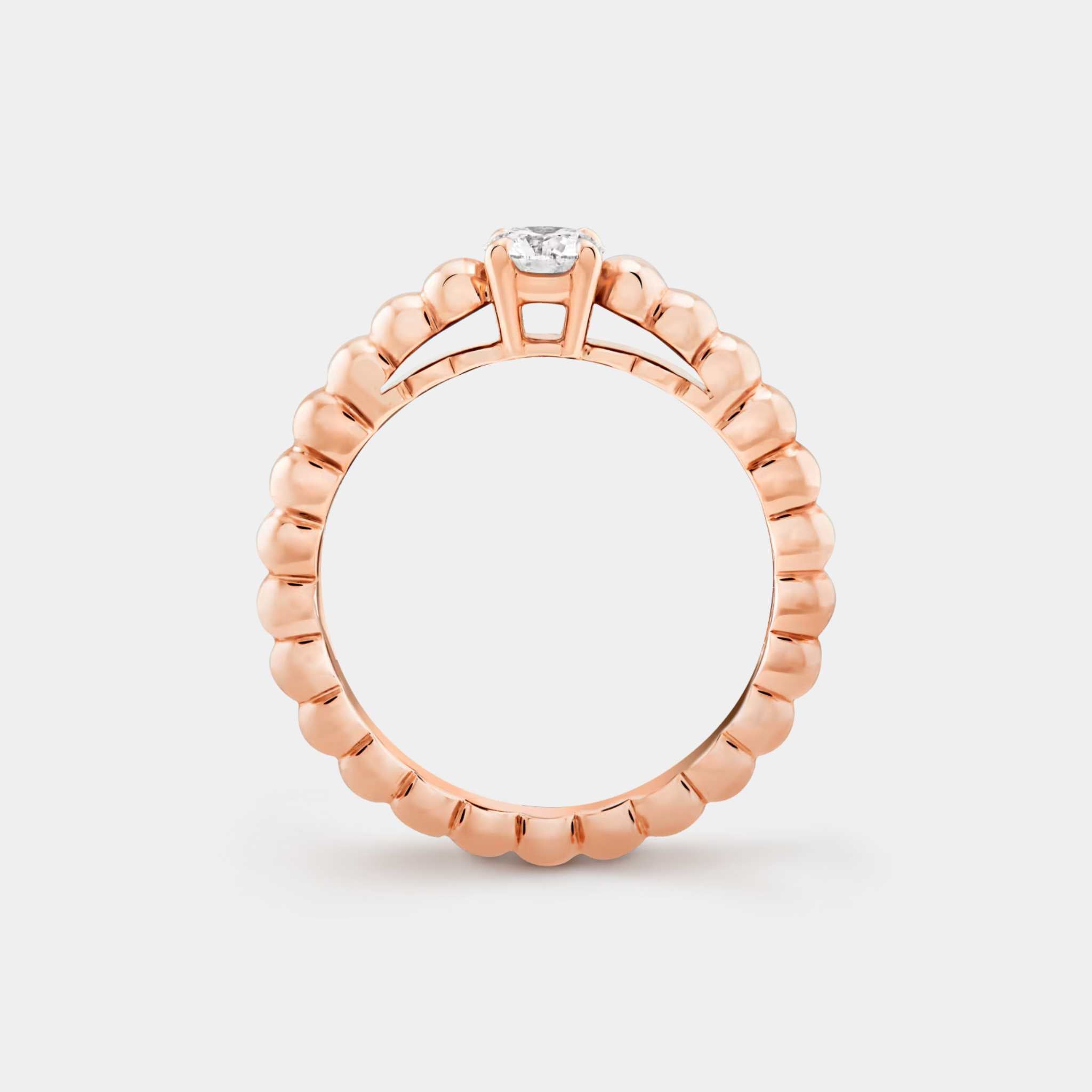 Van Cleef &amp; Arpels Perlée Solitaire Rose Gold Diamond Ring, Side 