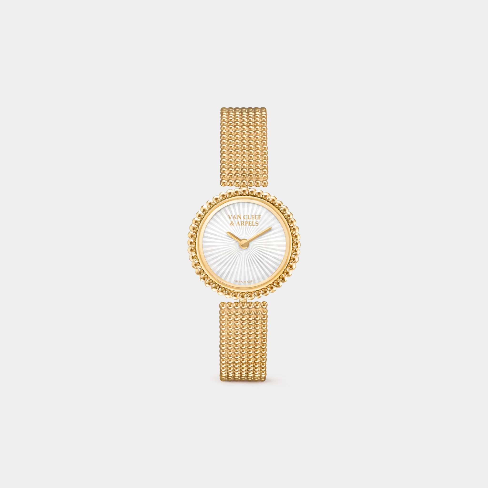 Van Cleef &amp; Arpels Perlée Watch 23 mm Yellow Gold Mother Of Pearl, Front