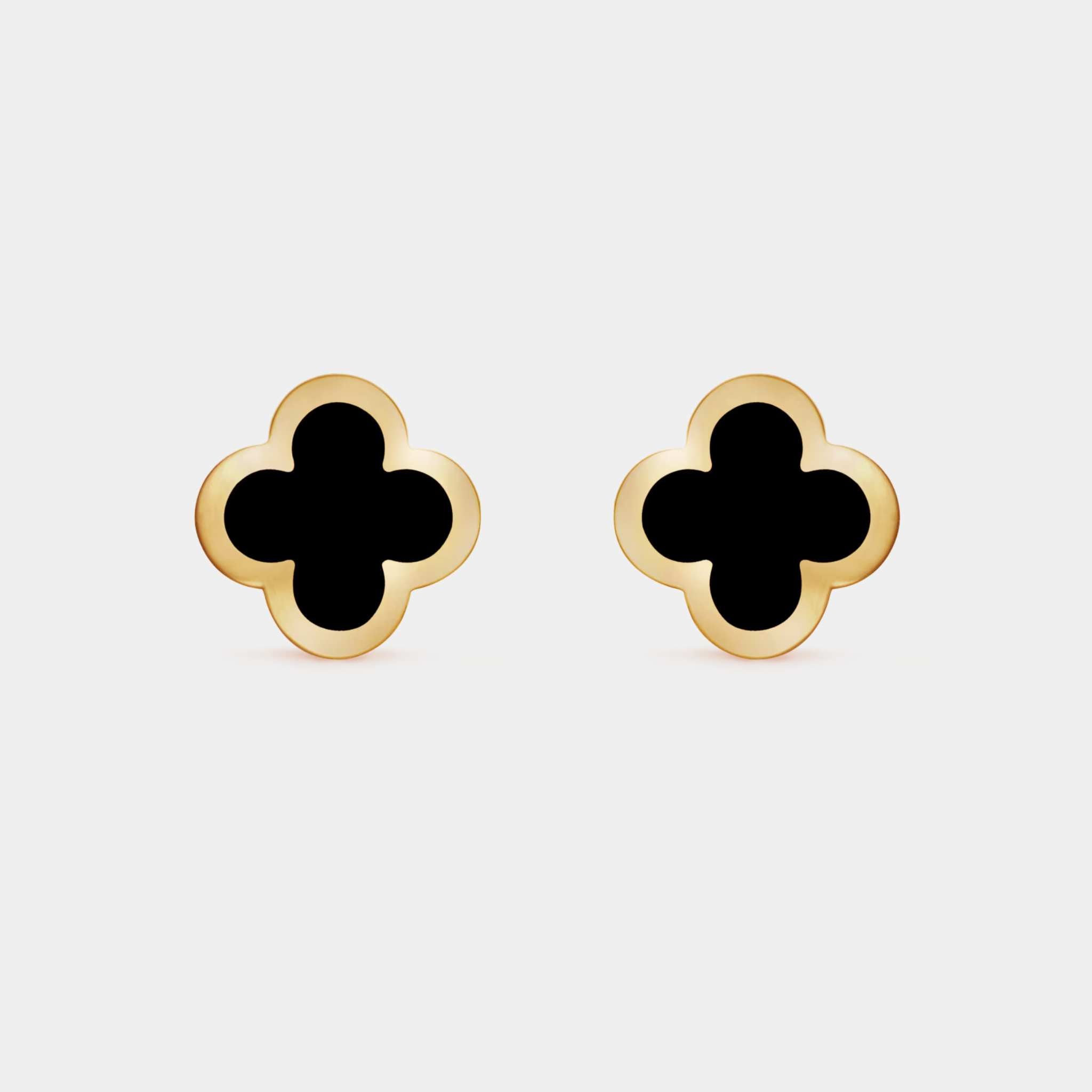 Van Cleef &amp; Arpels Pure Alhambra Earstuds yellow gold Onyx, Front