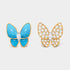 Van Cleef & Arpels Two Butterfly Earrings Gold Diamond Turquoise, Front