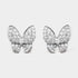 Van Cleef & Arpels Two Butterfly Earrings White Gold Diamond. Front