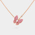 Van Cleef & Arpels Two Butterfly Pendant Rose Gold Diamond Sapphire, Front