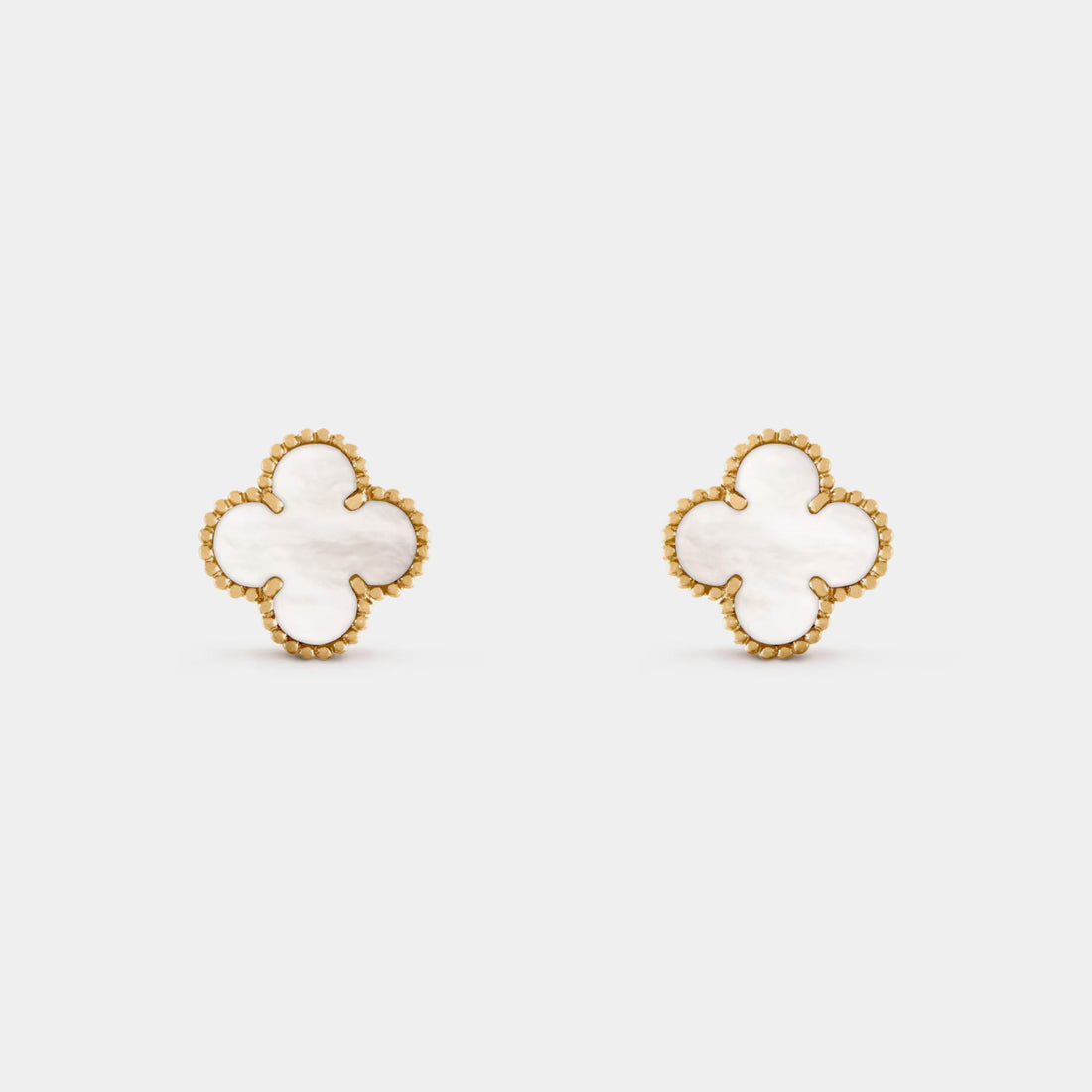 Van Cleef & Arpels Vintage Alhambra Earrings Gold Mother Of Pearl, Front