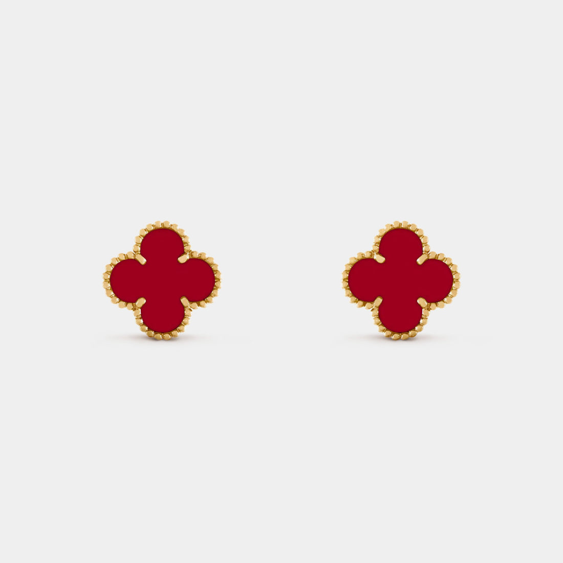 Van Cleef &amp; Arpels Vintage Alhambra Gold Carnelian Earrings, Front