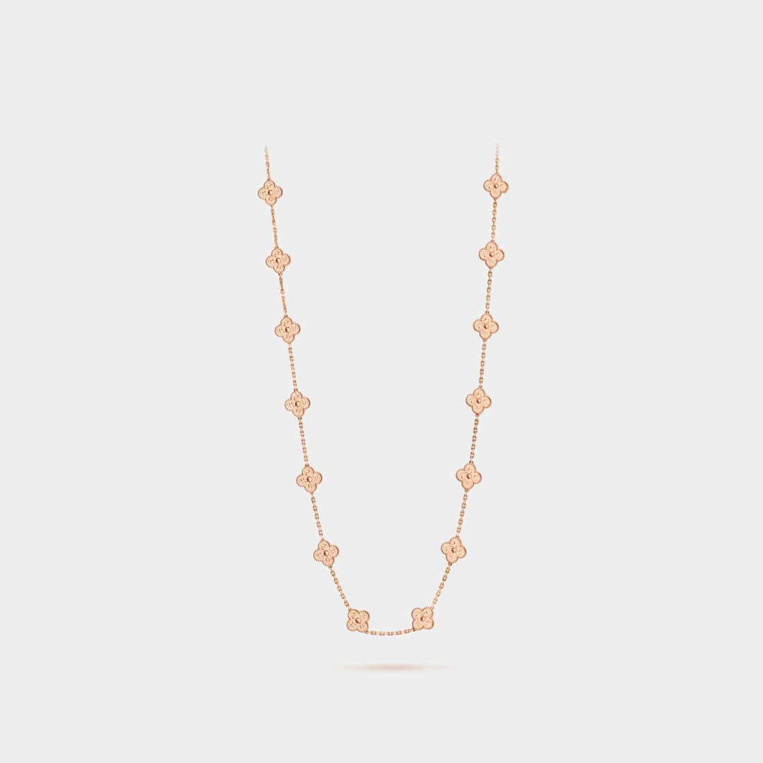 Van Cleef &amp; Arpels Vintage Alhambra Long Necklace 20 Motifs Rose Gold, Front