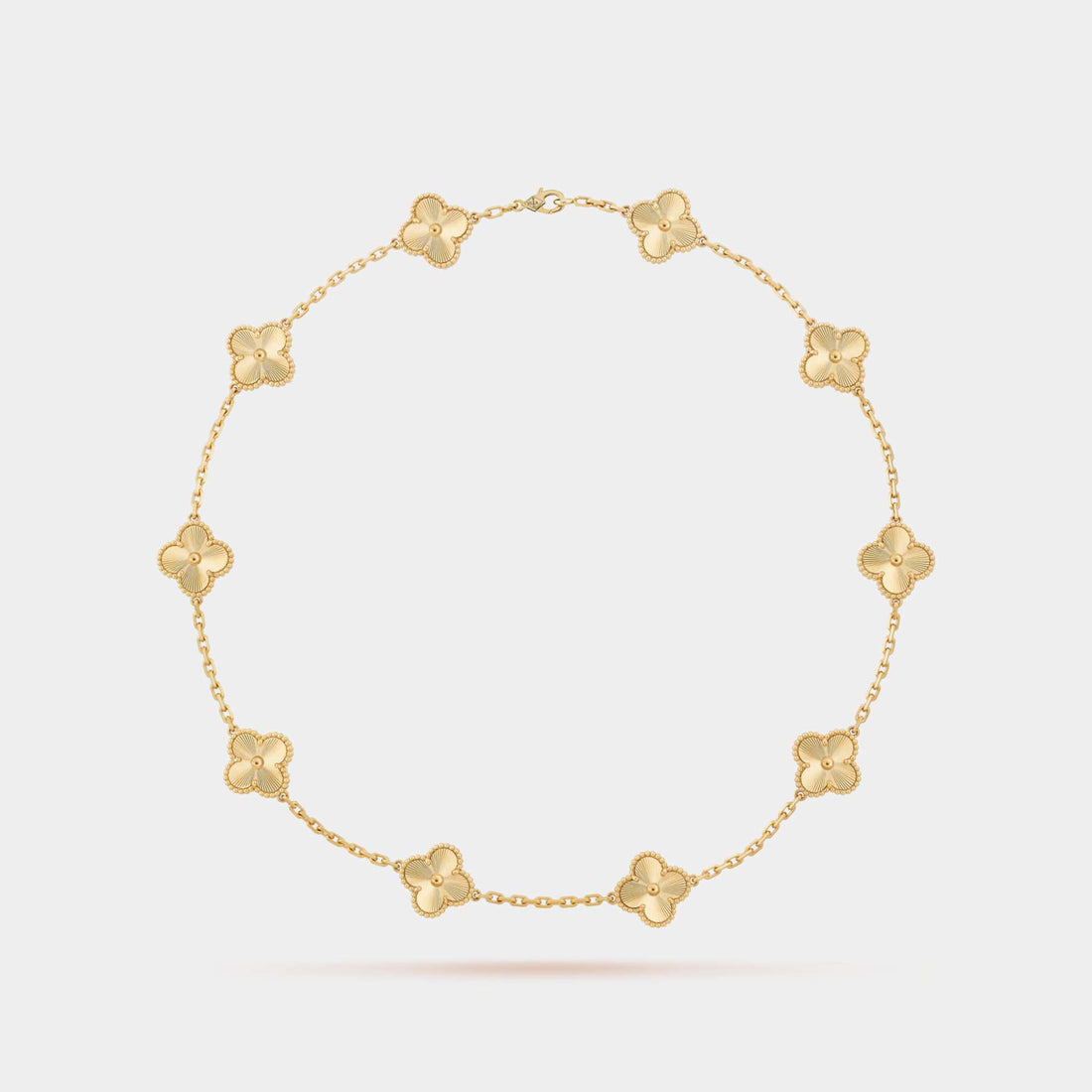 Van Cleef &amp; Arpels Vintage Alhambra Necklace 10 Motifs Yellow Gold, Front