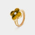 Van Cleef & Arpels Vintage Alhambra Ring Yellow Gold Diamond Tiger Eye,Front