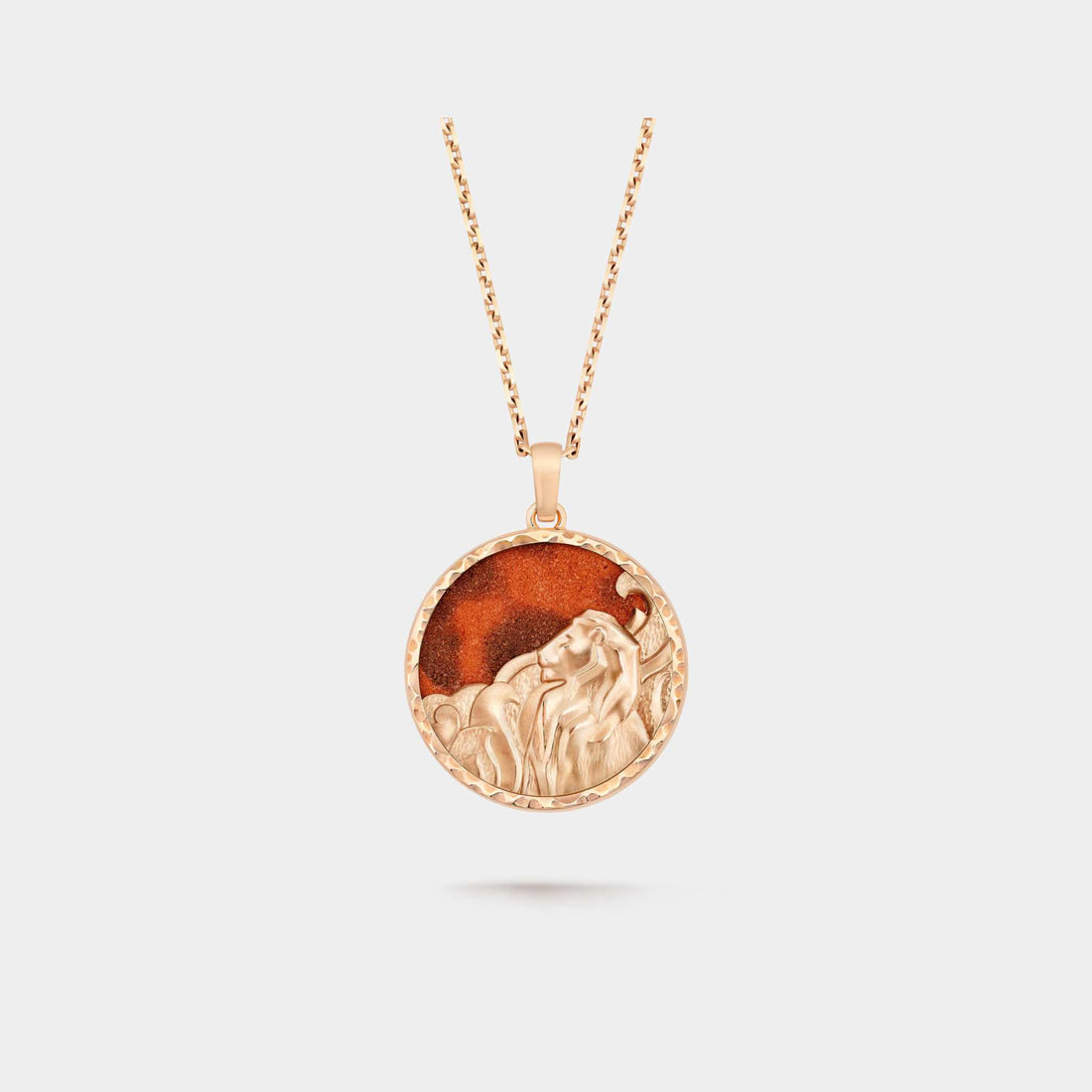 Van Cleef &amp; Arpels Zodiaque Long Necklace Leonis Rose Gold Jasper. Front