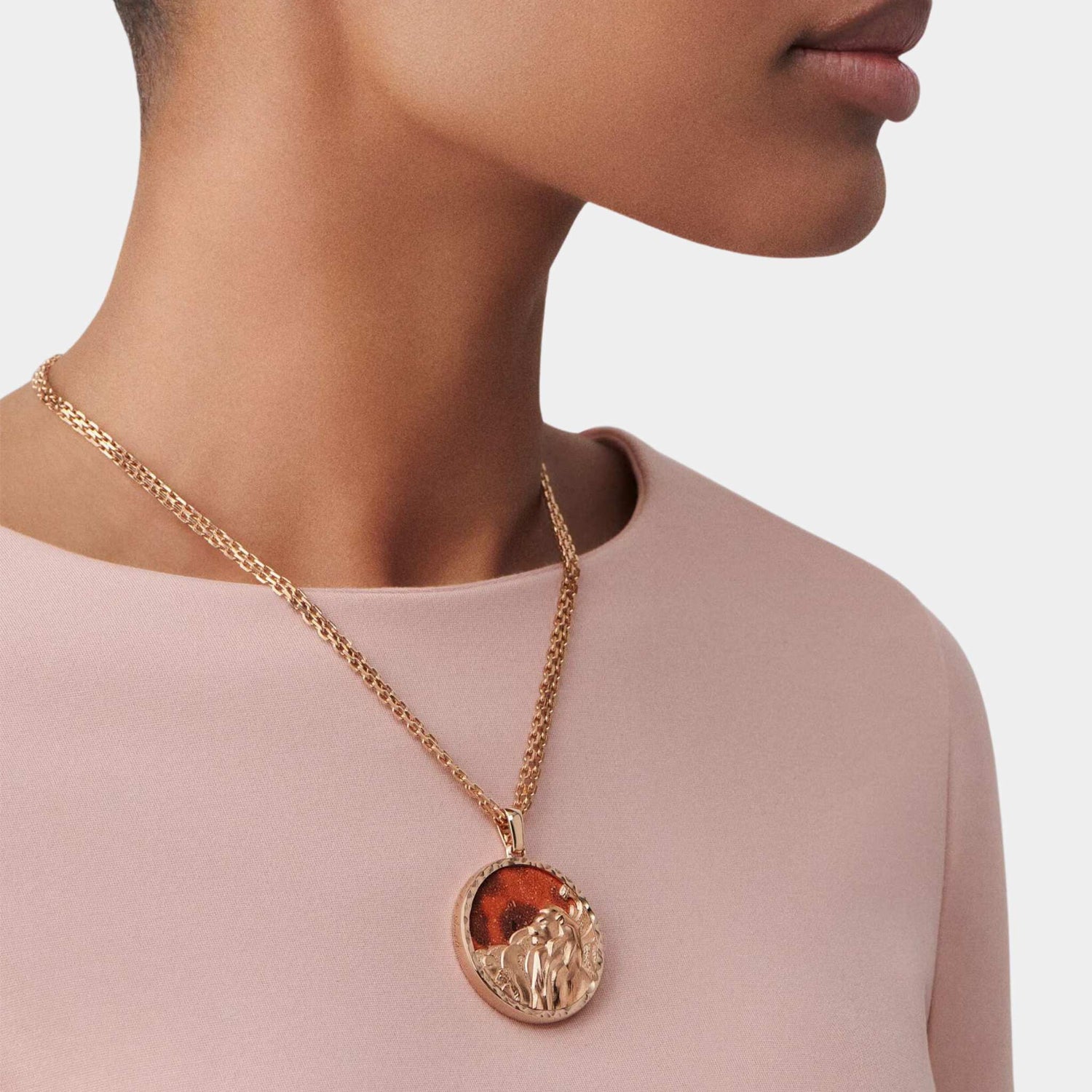 Van Cleef &amp; Arpels Zodiaque Long Necklace Leonis Rose Gold Jasper, Model