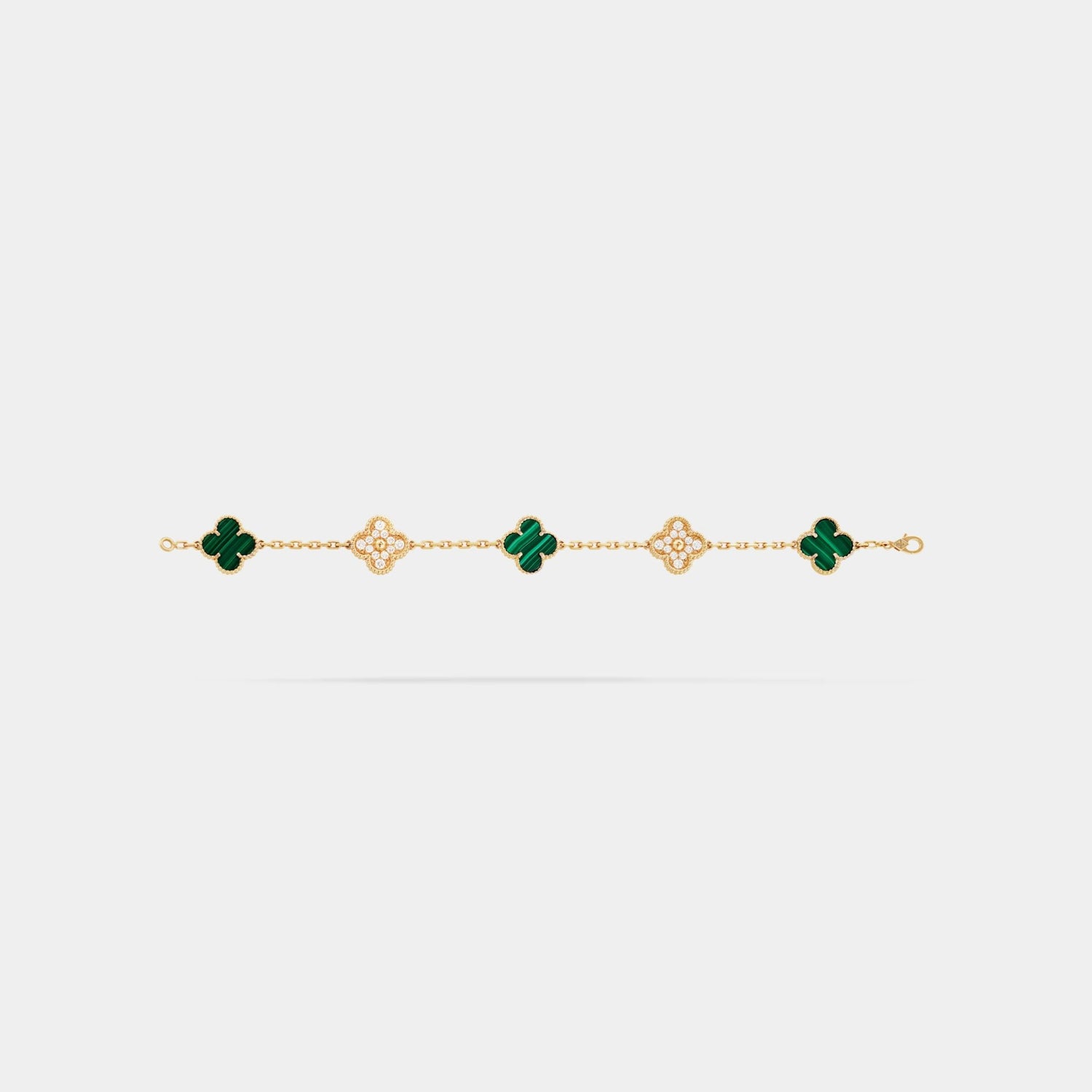 Van Cleef &amp; Arpels Alhambra Gold Motifs Bracelet Diamond Malachite, Unliked view 
