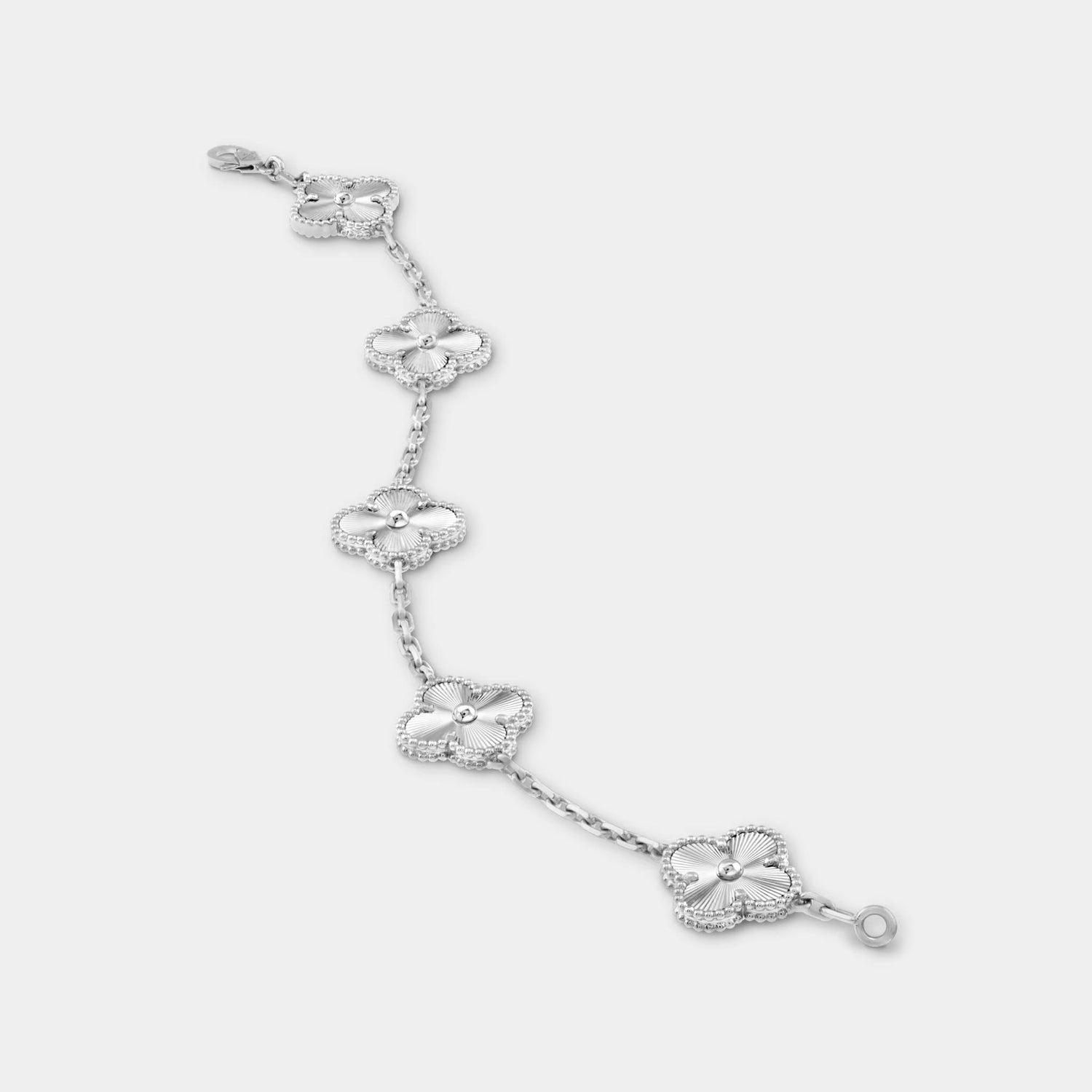 Van Cleef &amp; Arpels Vintage Alhambra White Gold Bracelet , Unlinked Closeup