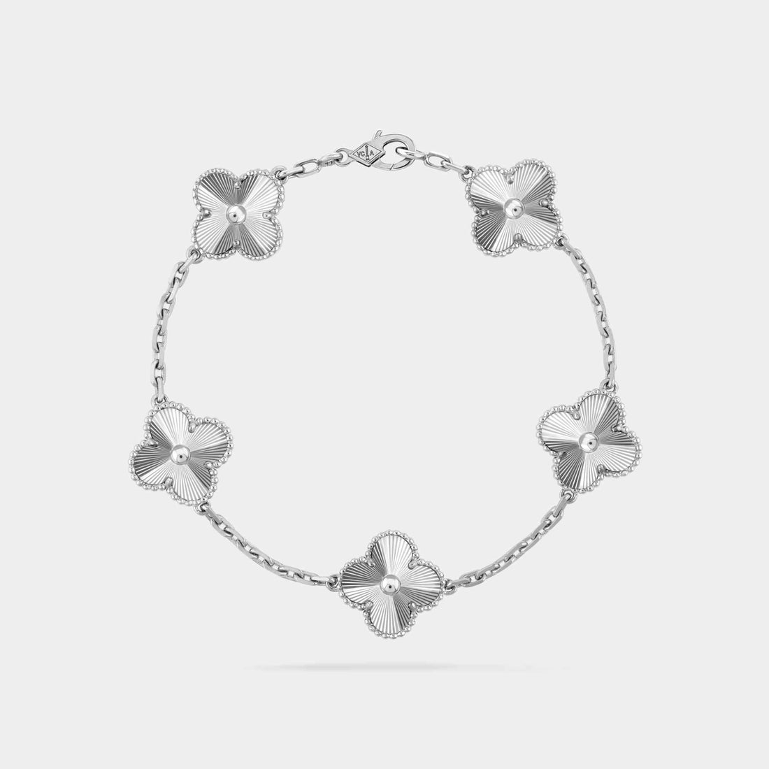 Van Cleef &amp; Arpels Vintage Alhambra White Gold Bracelet , Linked Front