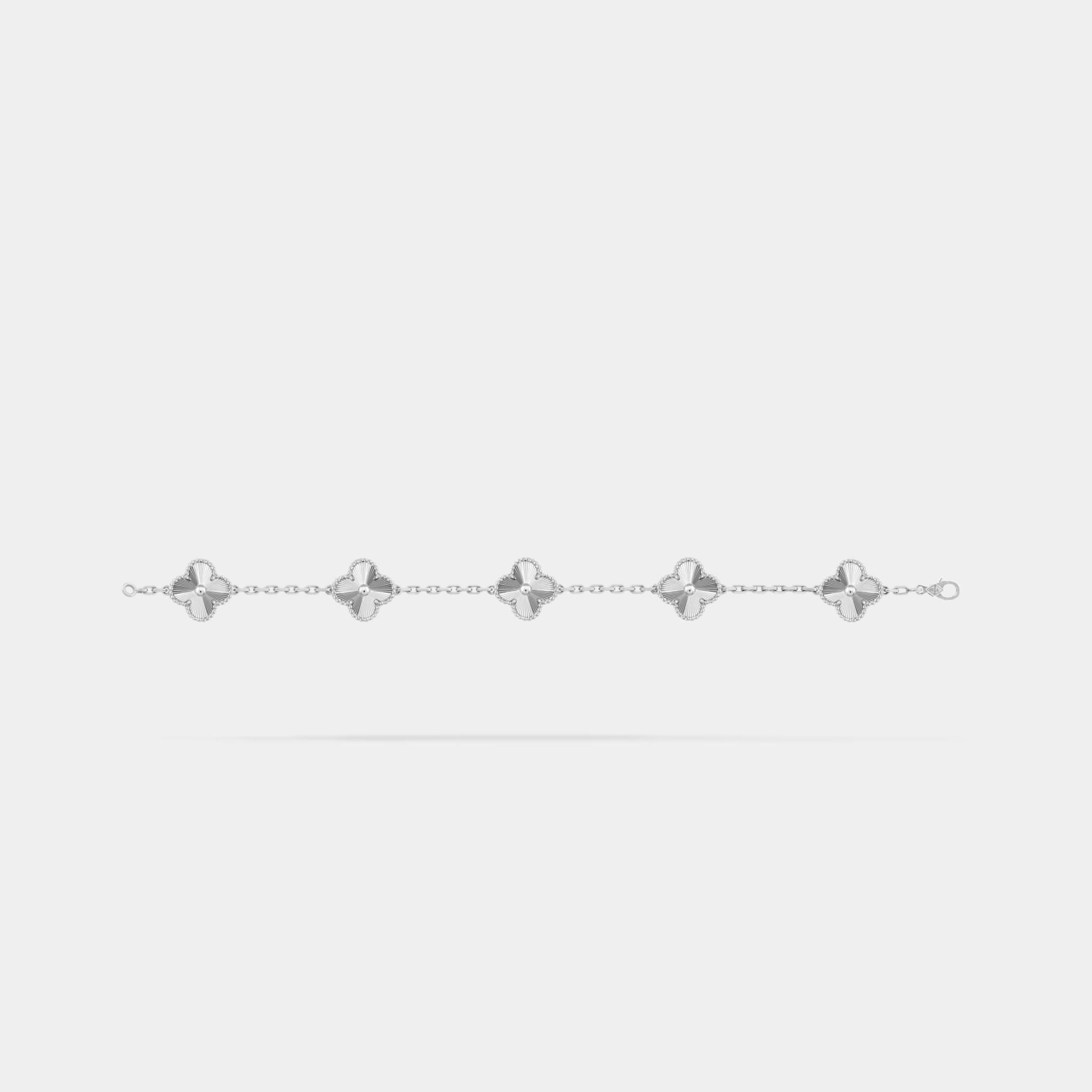 Van Cleef &amp; Arpels Vintage Alhambra White Gold Bracelet , Unlinked view