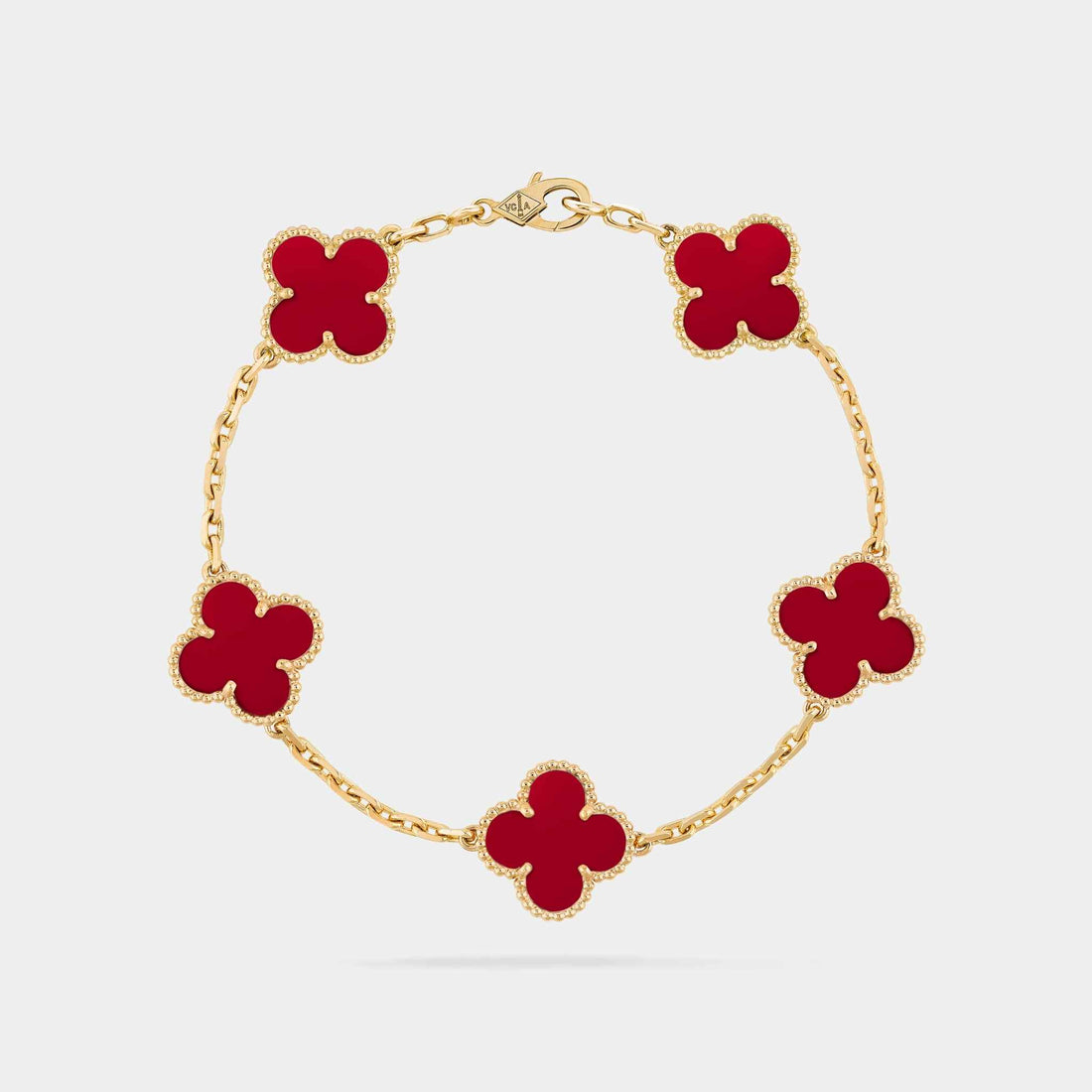 Van Cleef &amp; Arpels Vintage Alhambra Bracelet 5 motifs , Carnelian , front