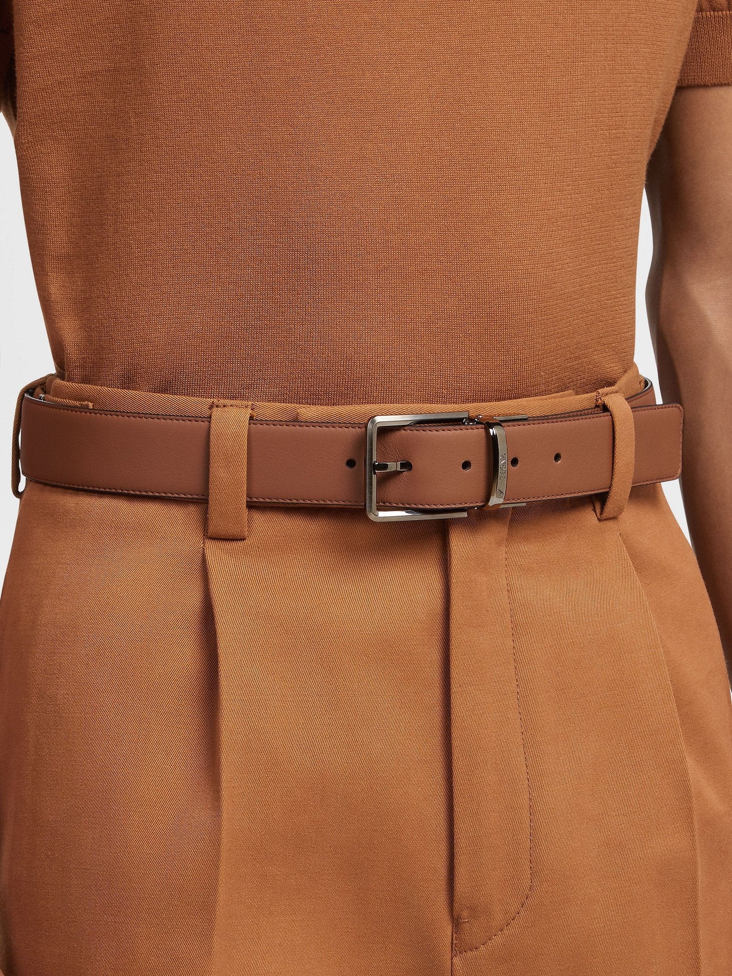 FOLIAGE AND BLACK LEATHER REVERSIBLE BELT