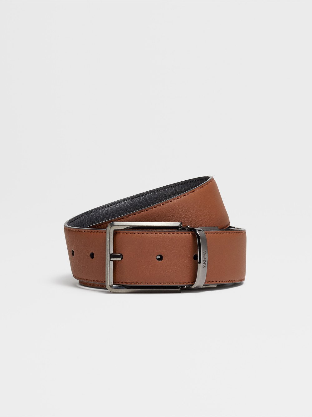 FOLIAGE AND BLACK LEATHER REVERSIBLE BELT